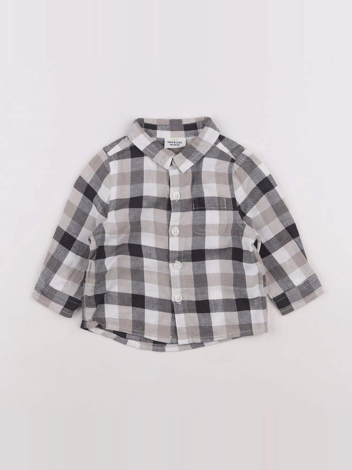 Tape à l'oeil - chemise blanc, gris - 6 mois