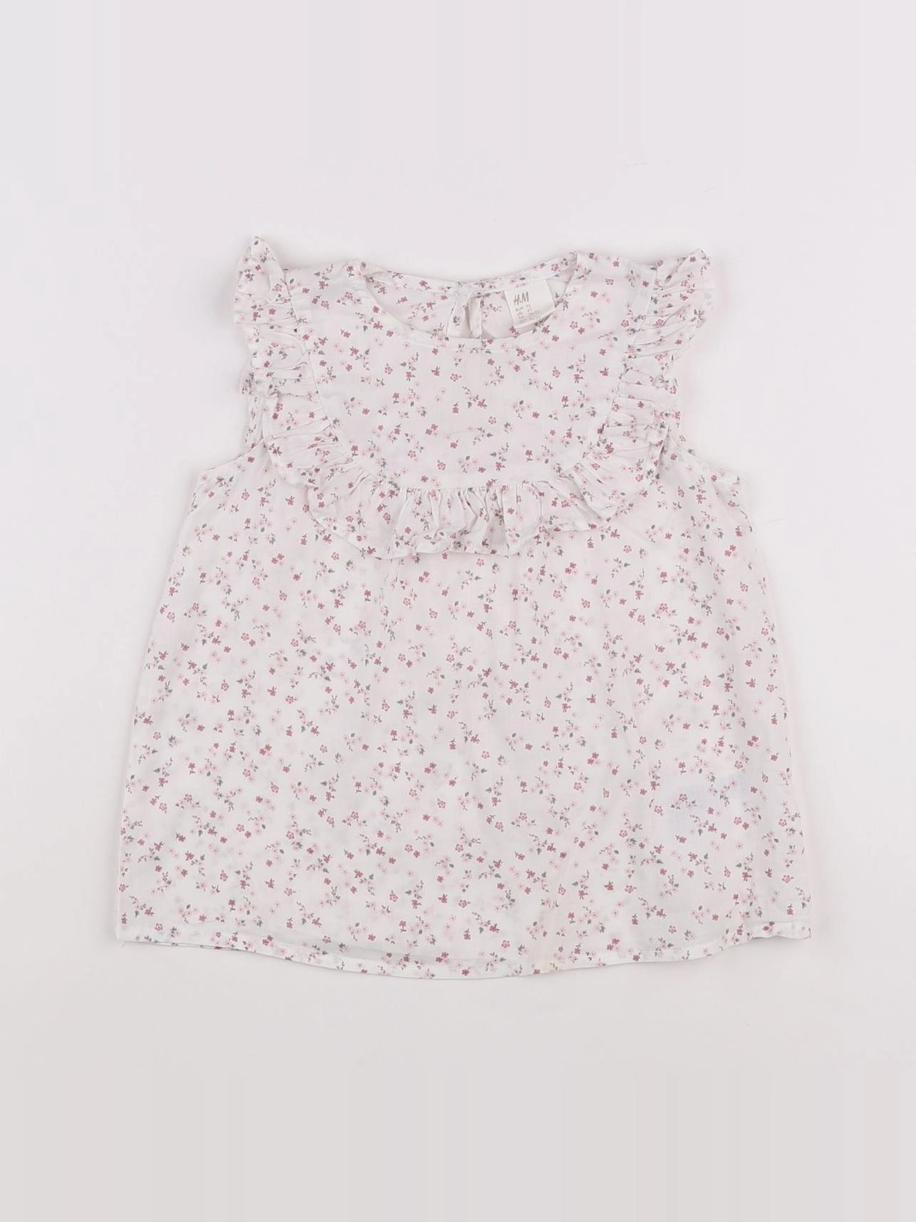 H&M - blouse blanc, rose - 18 mois à 2 ans