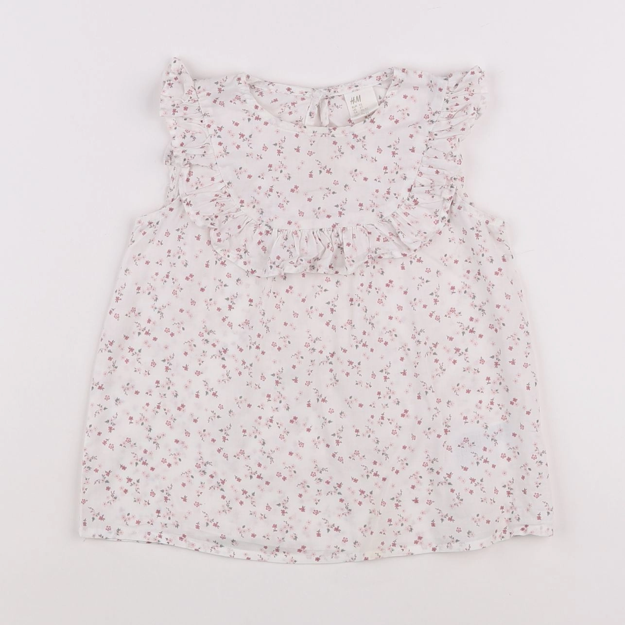 H&M - blouse blanc, rose - 18 mois à 2 ans