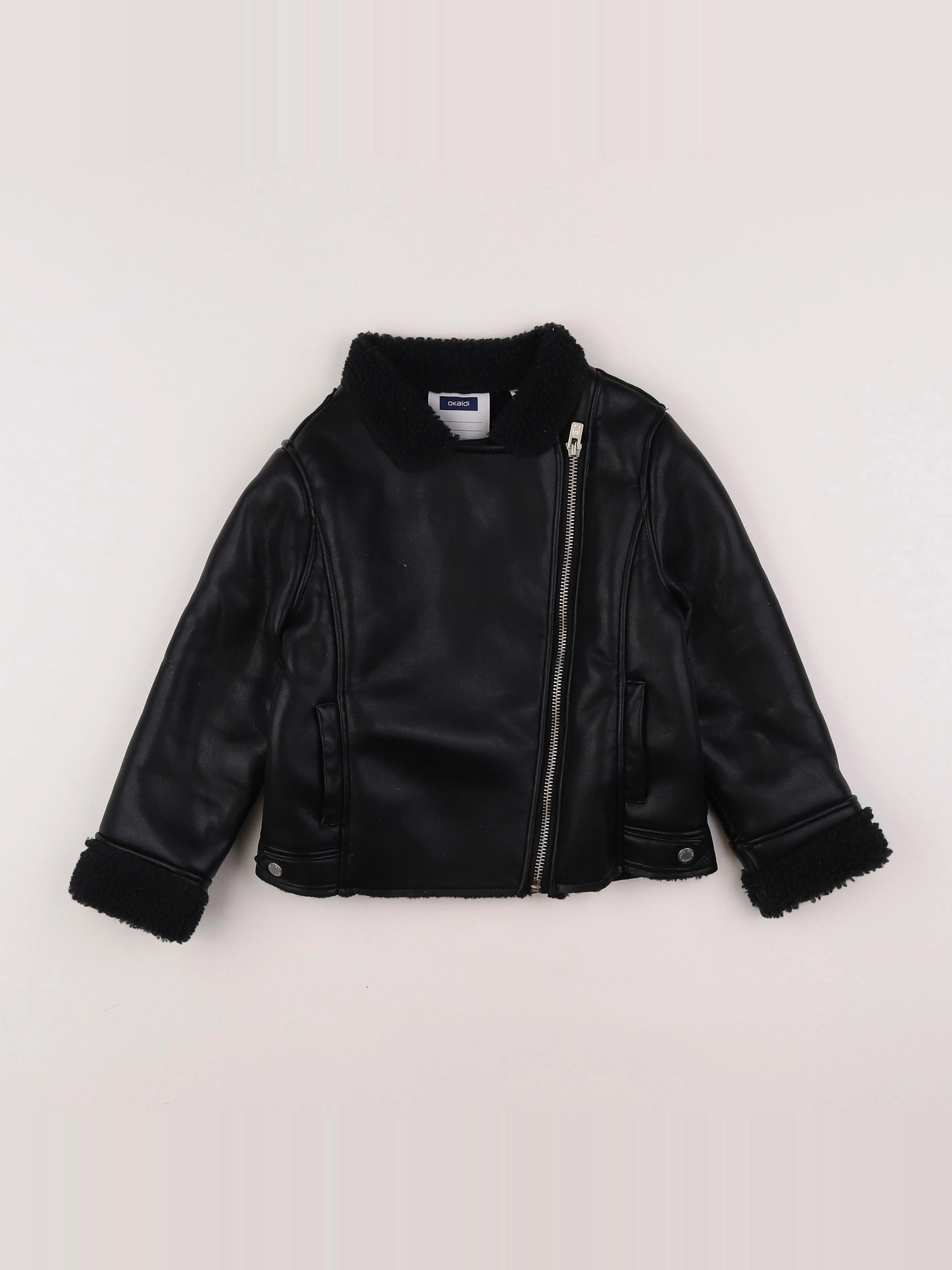 Okaidi - veste simili cuir noir - 5 ans