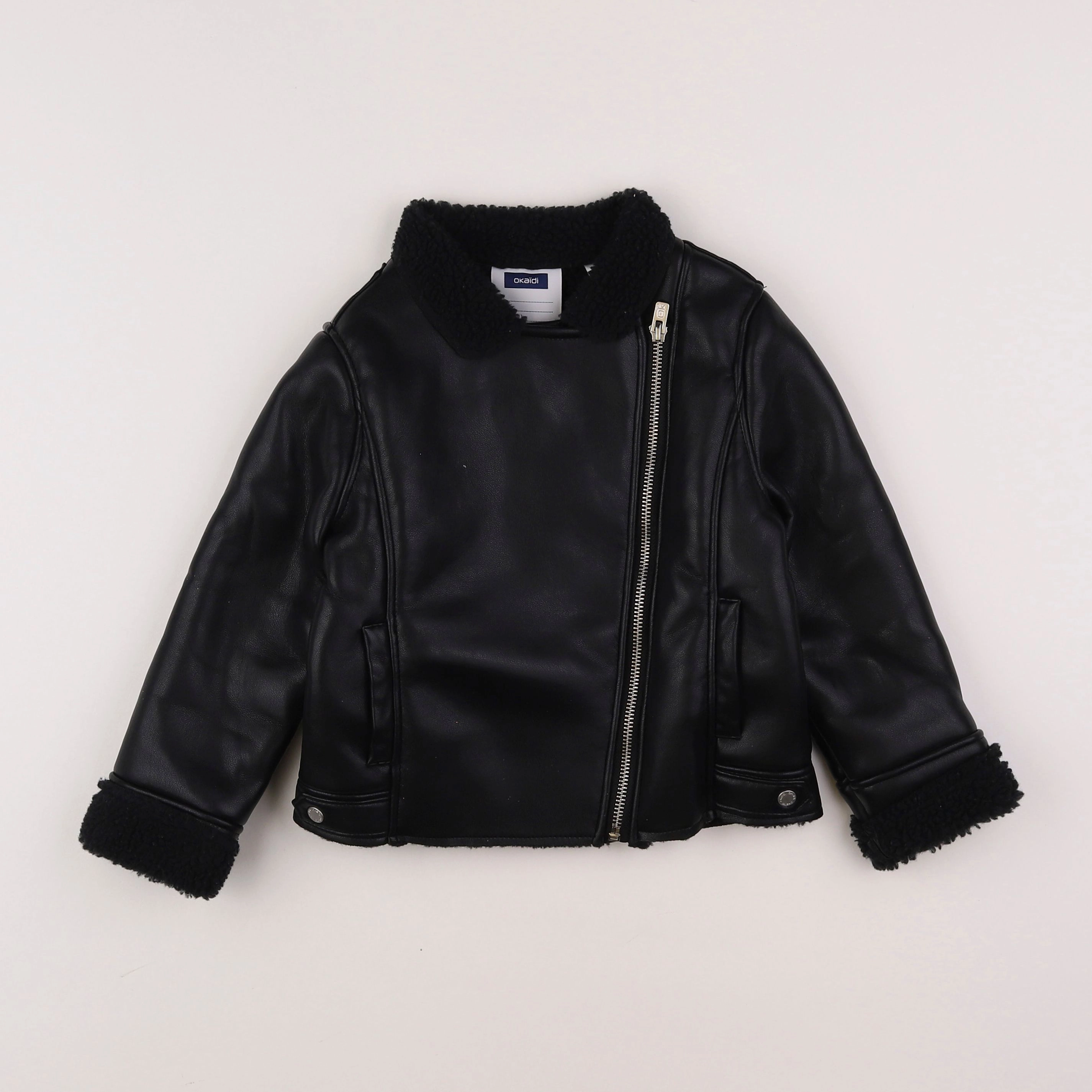 Okaidi - veste simili cuir noir - 5 ans