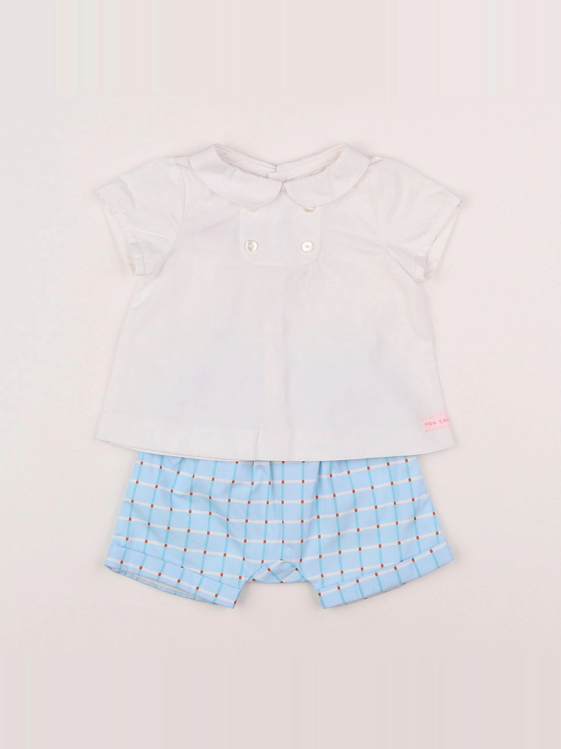 Jacadi - ensemble blanc, bleu - 3 mois