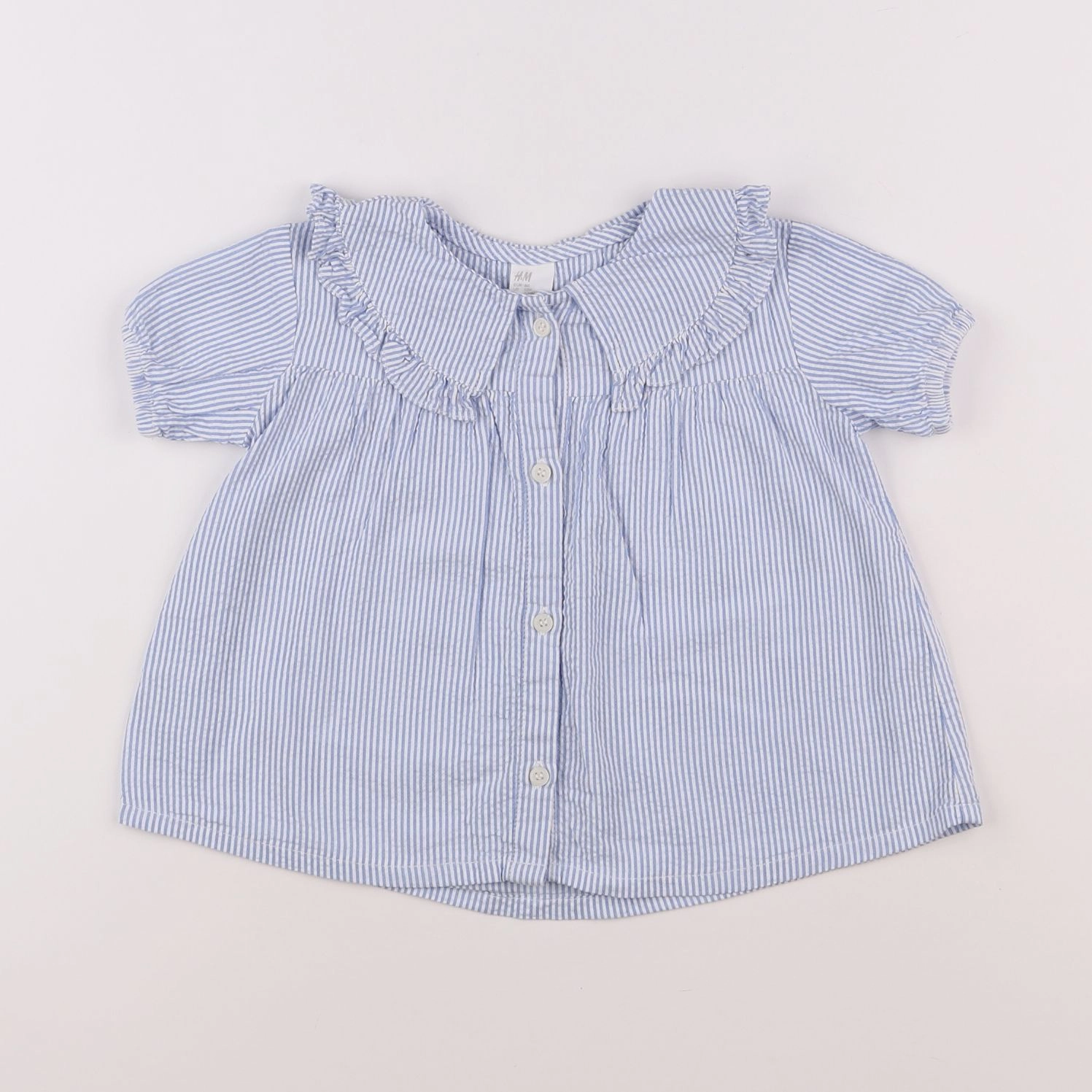 H&M - blouse bleu, blanc - 9/12 mois