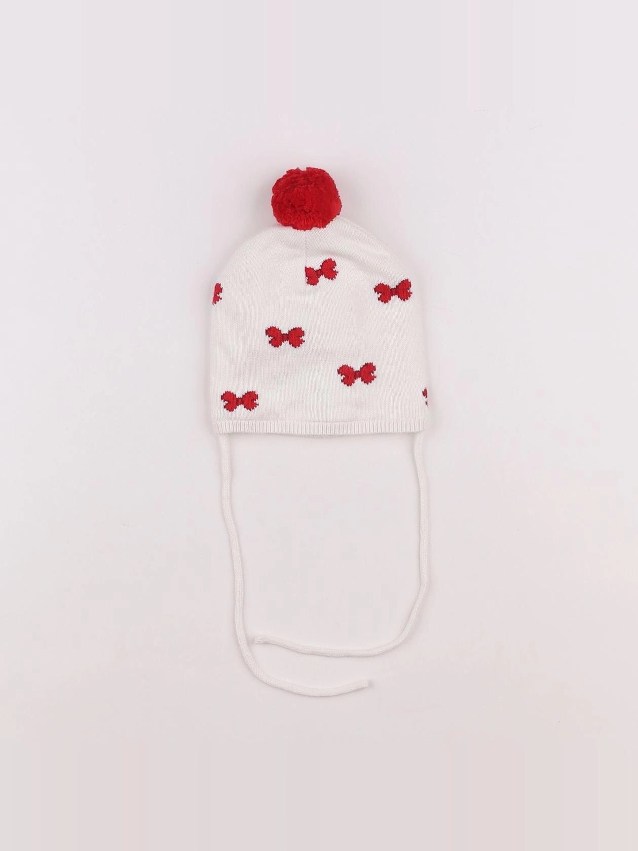 Jacadi - bonnet blanc, rouge - 6 mois