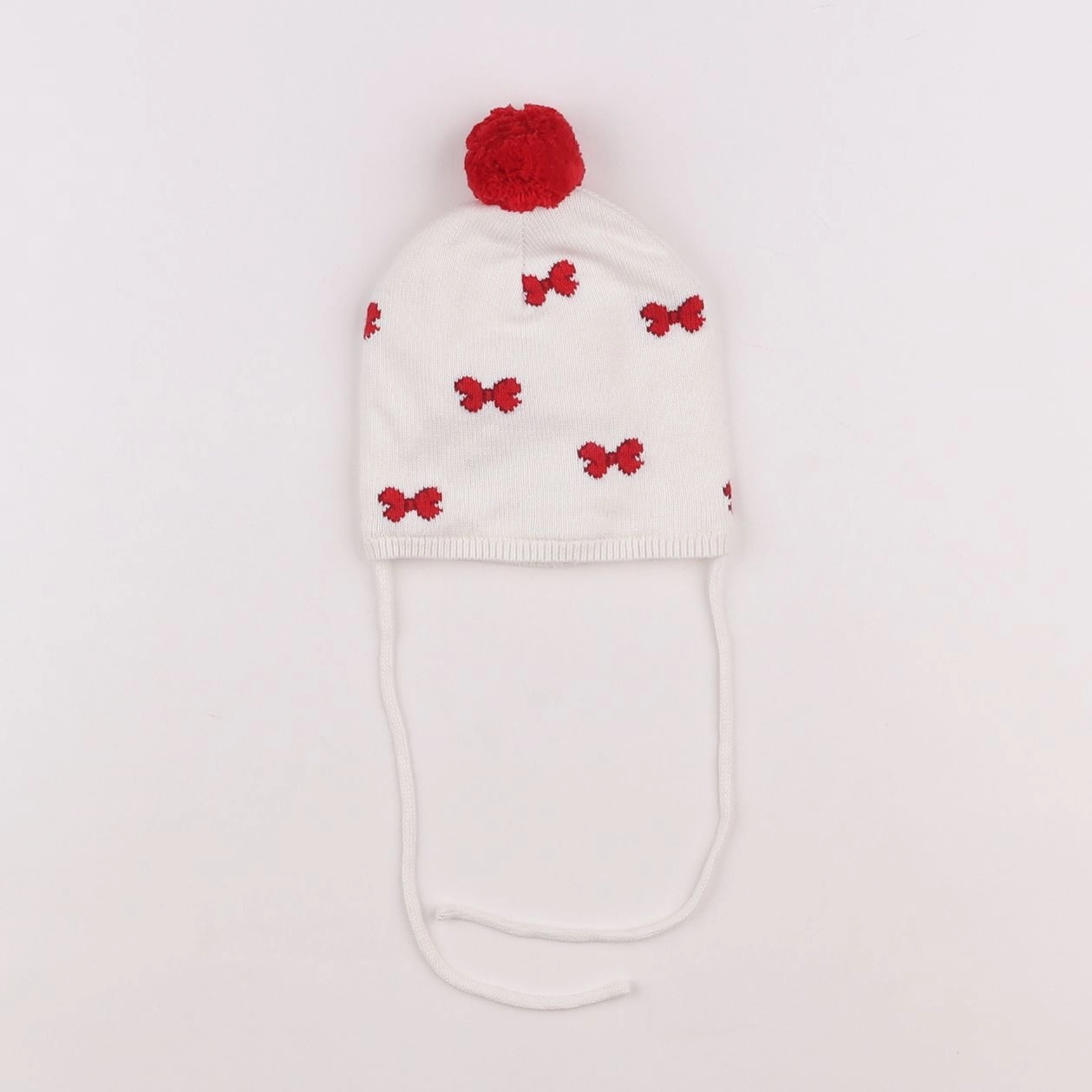 Jacadi - bonnet blanc, rouge - 6 mois