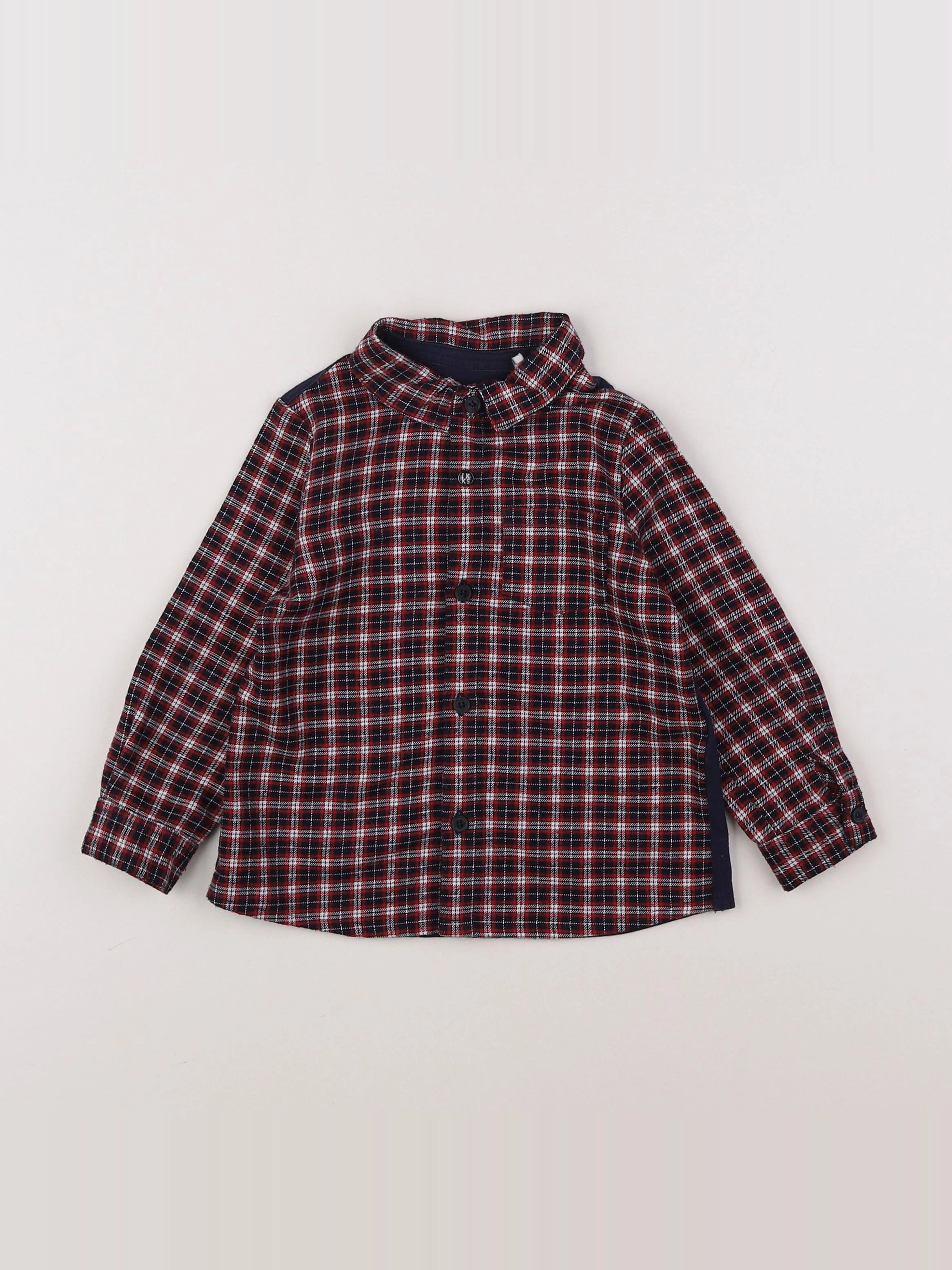 IKKS - chemise imprimé au dos bleu, rouge - 18 mois
