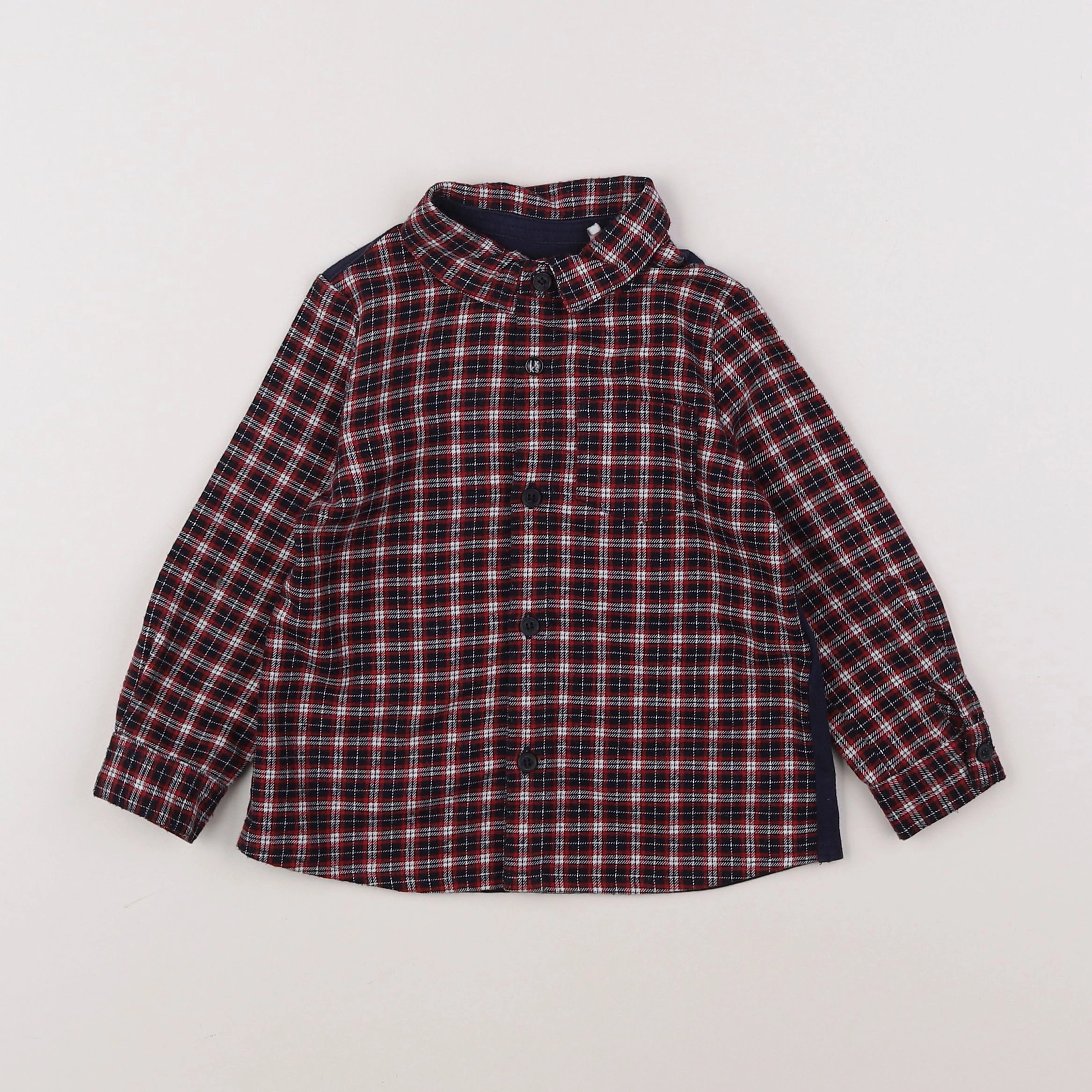 IKKS - chemise imprimé au dos bleu, rouge - 18 mois