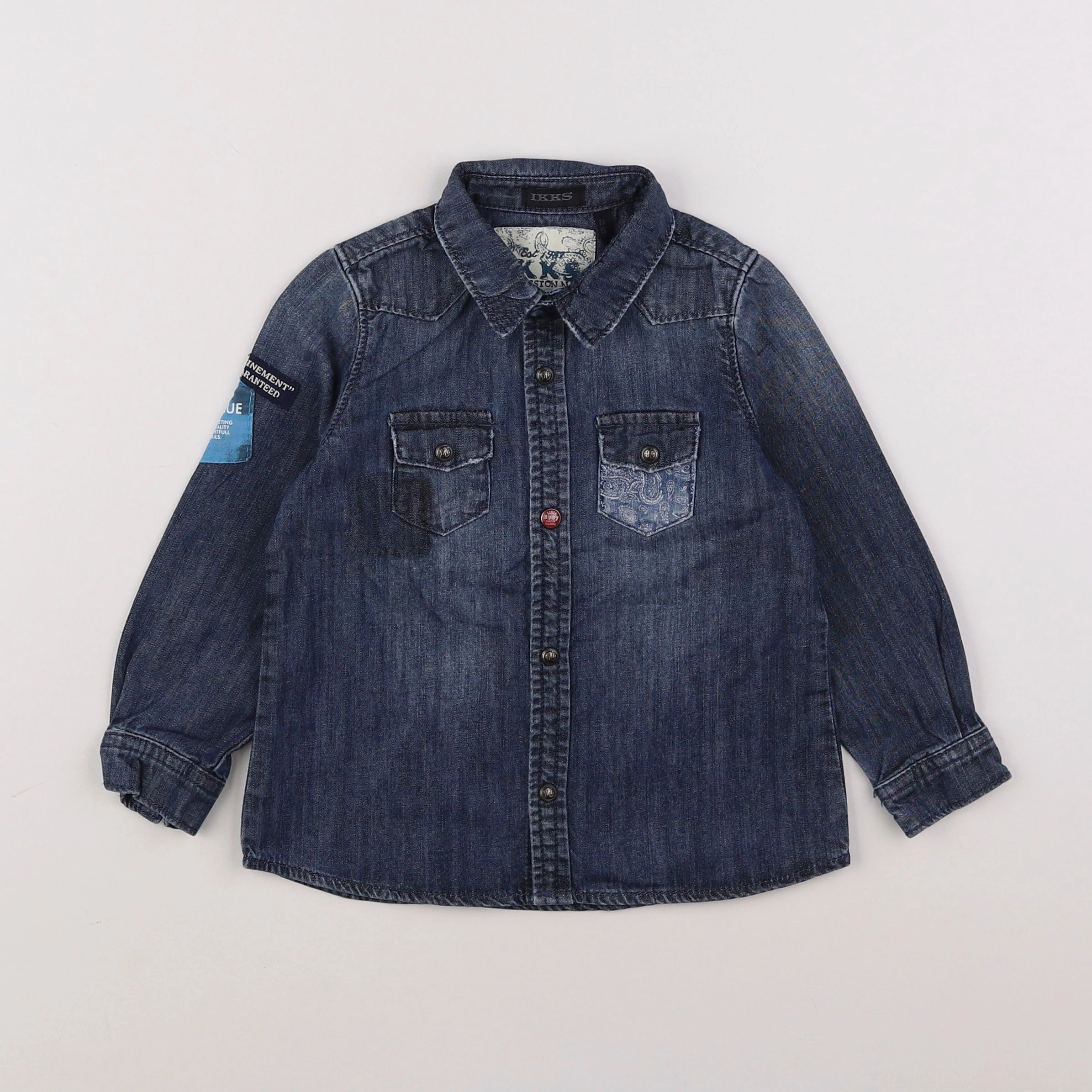 IKKS - chemise imprimé au dos bleu - 2 ans