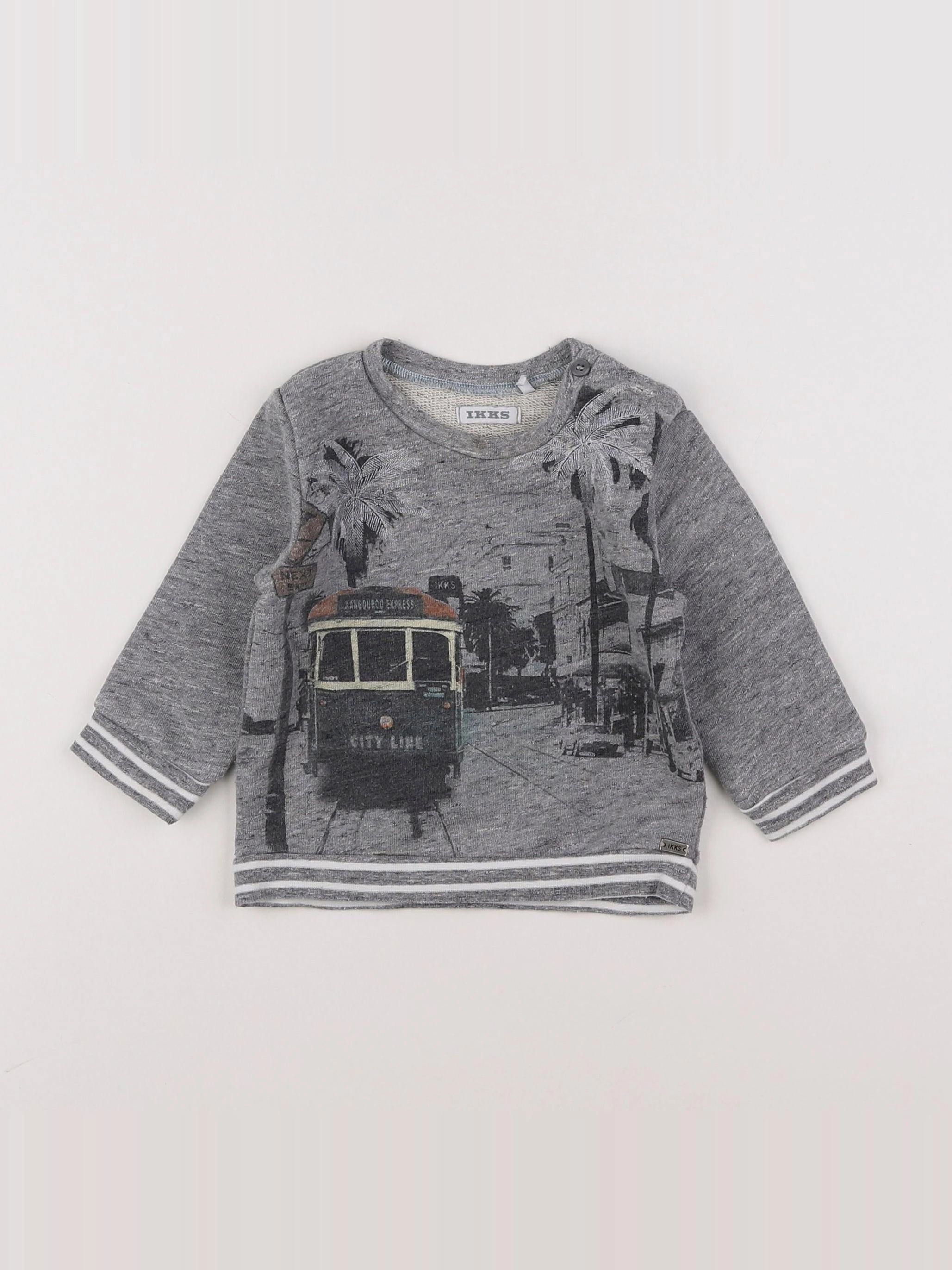 IKKS - sweat gris - 6 mois