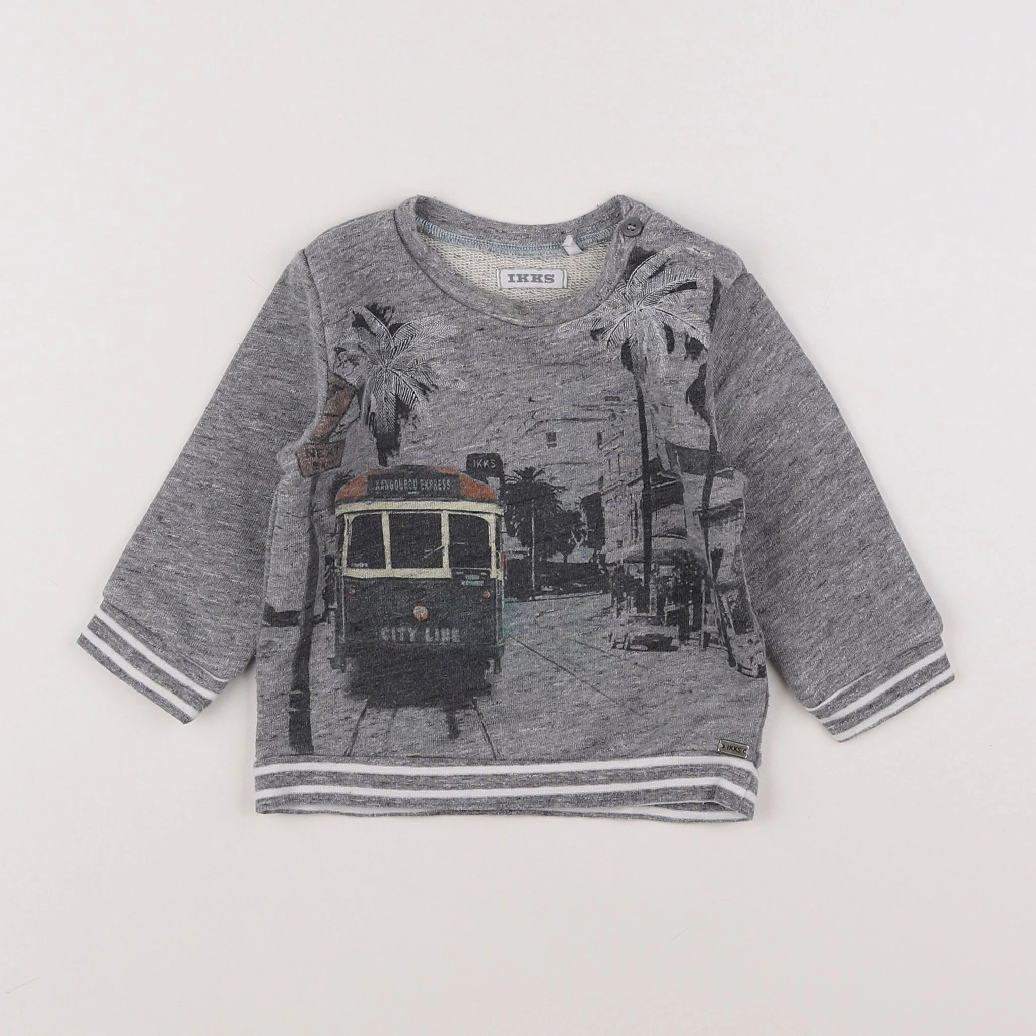 IKKS - sweat gris - 6 mois