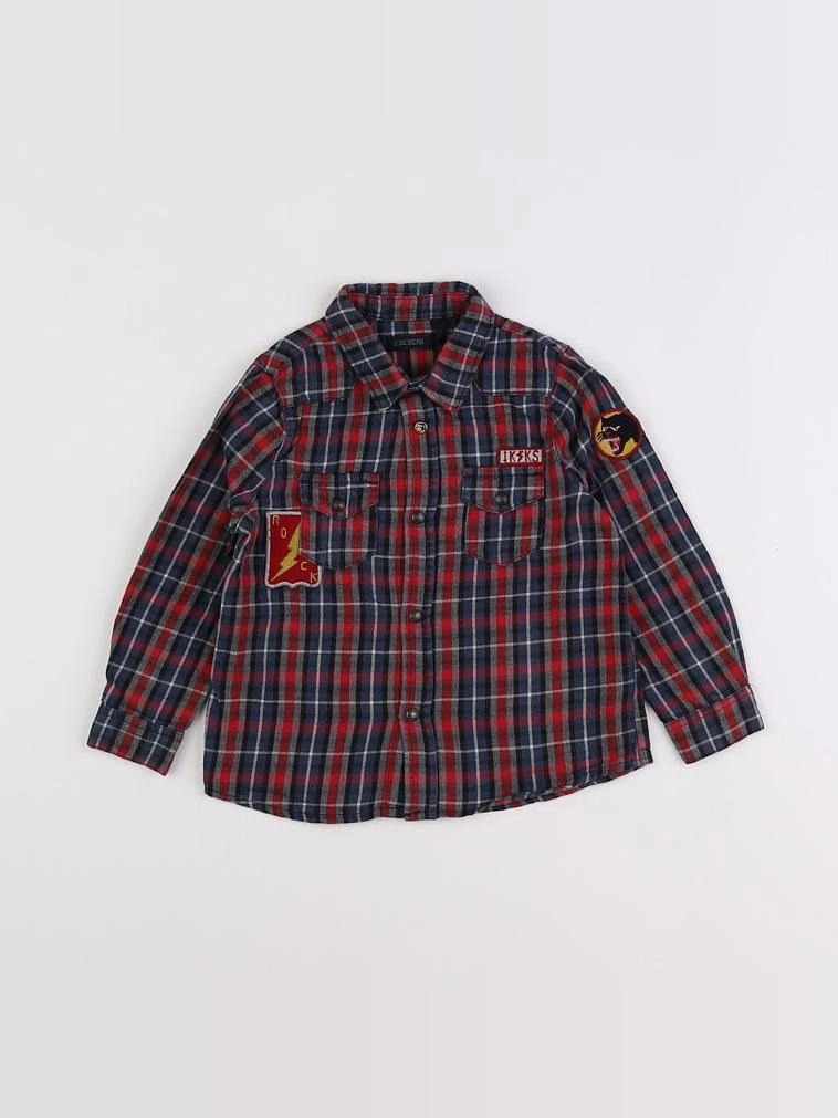 IKKS - chemise bleu, rouge - 2 ans