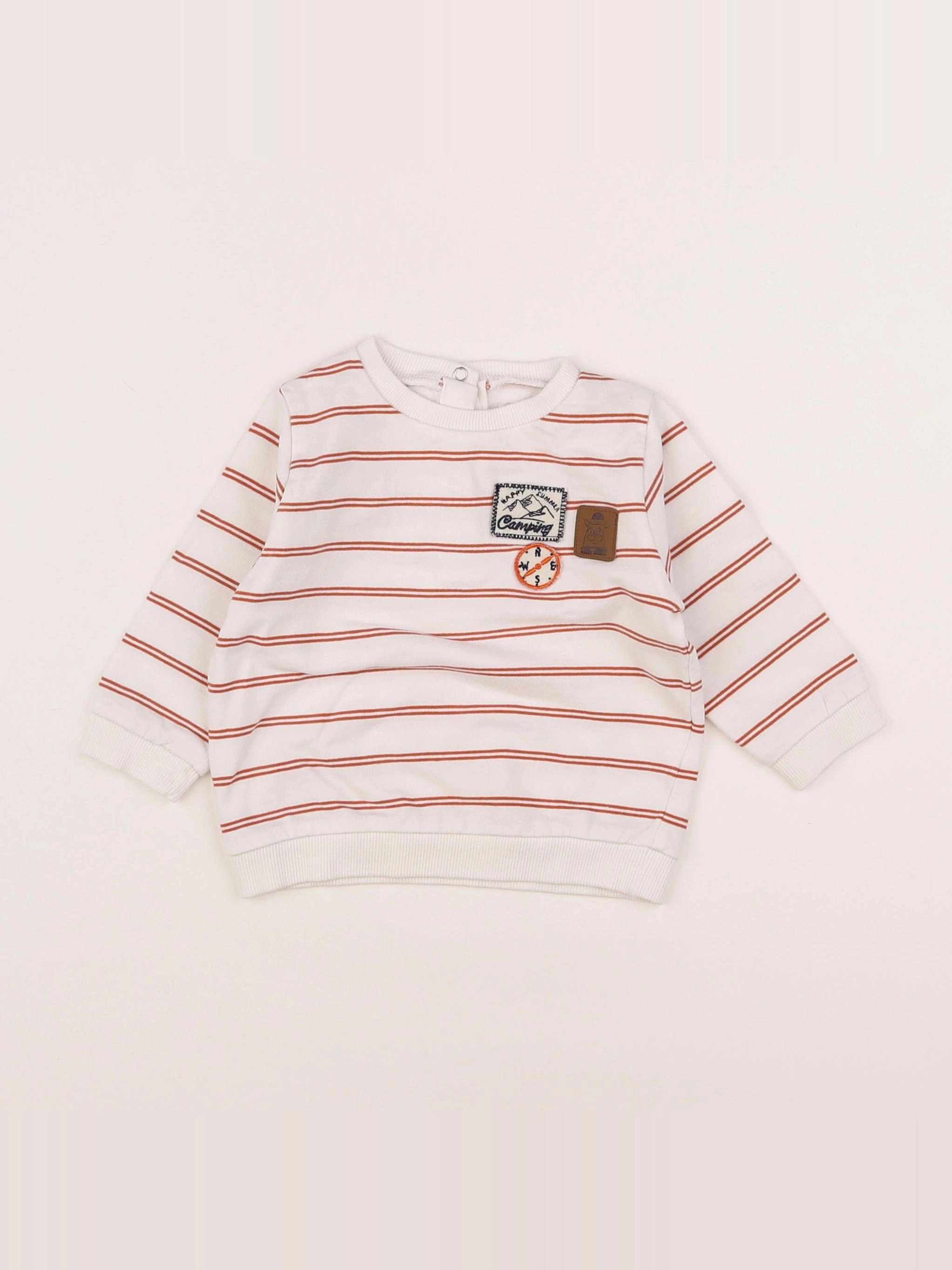 Vertbaudet - sweat blanc - 6 mois