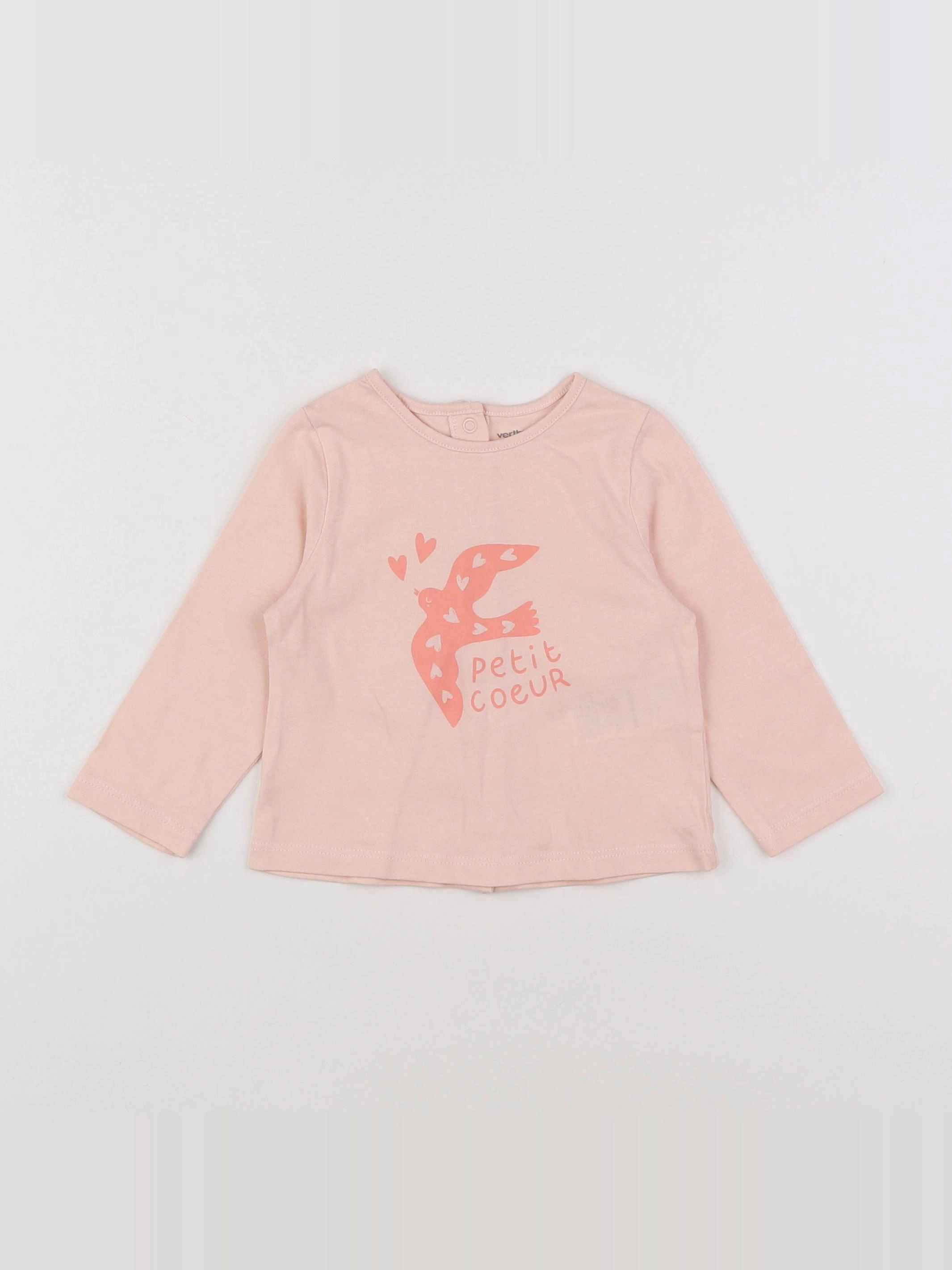 Vertbaudet - tee-shirt rose - 6 mois