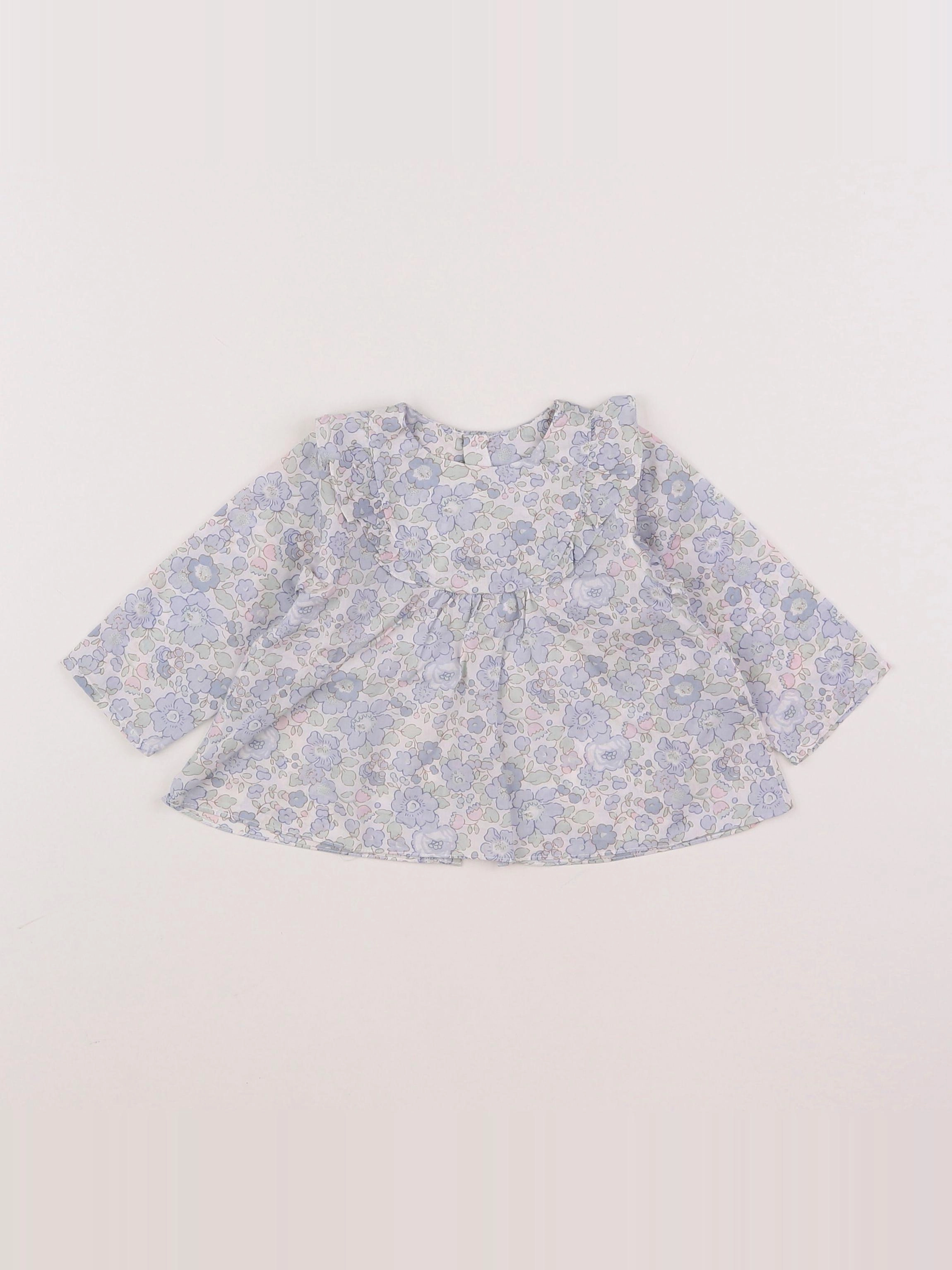 Jacadi - blouse liberty gris, bleu - 6 mois