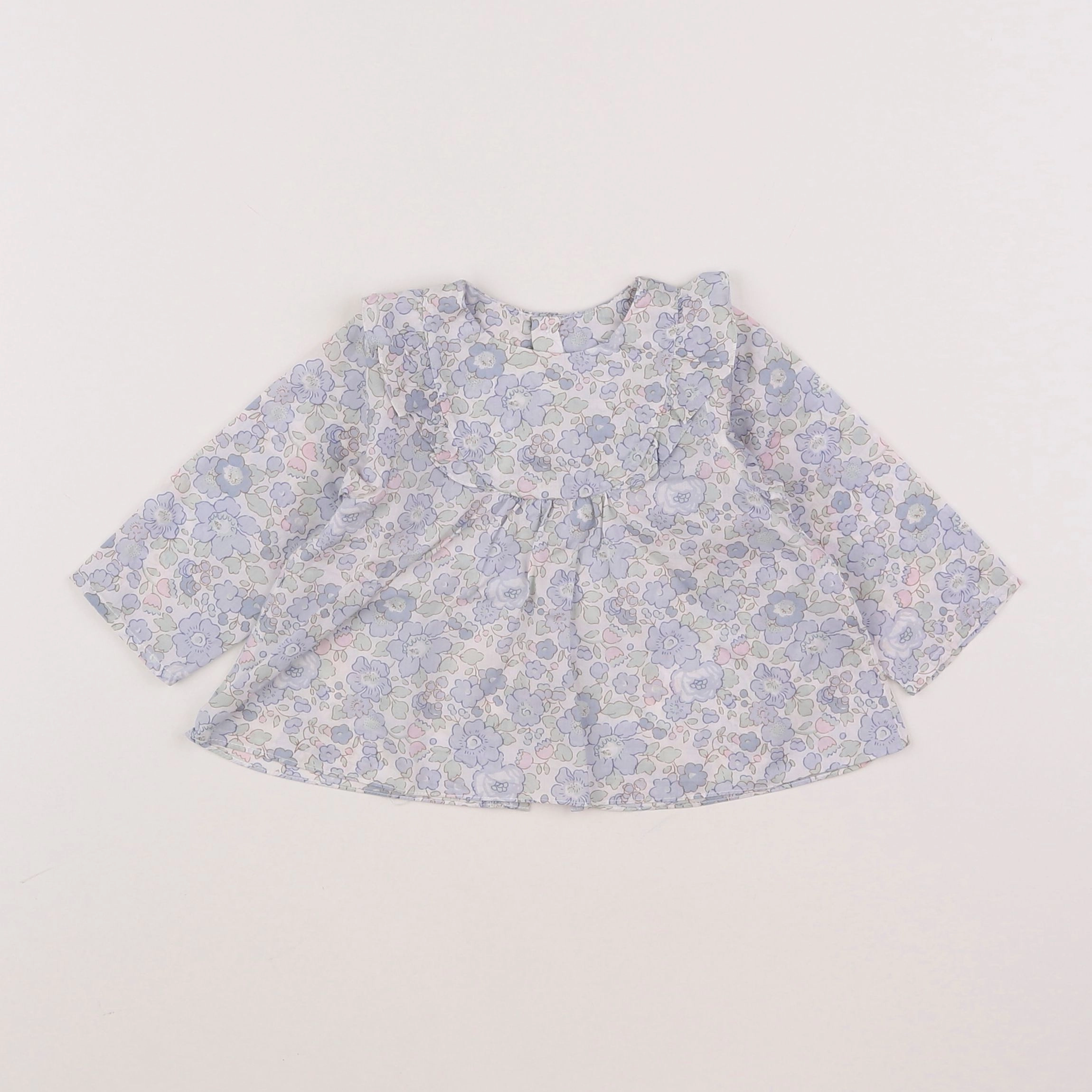 Jacadi - blouse liberty gris, bleu - 6 mois