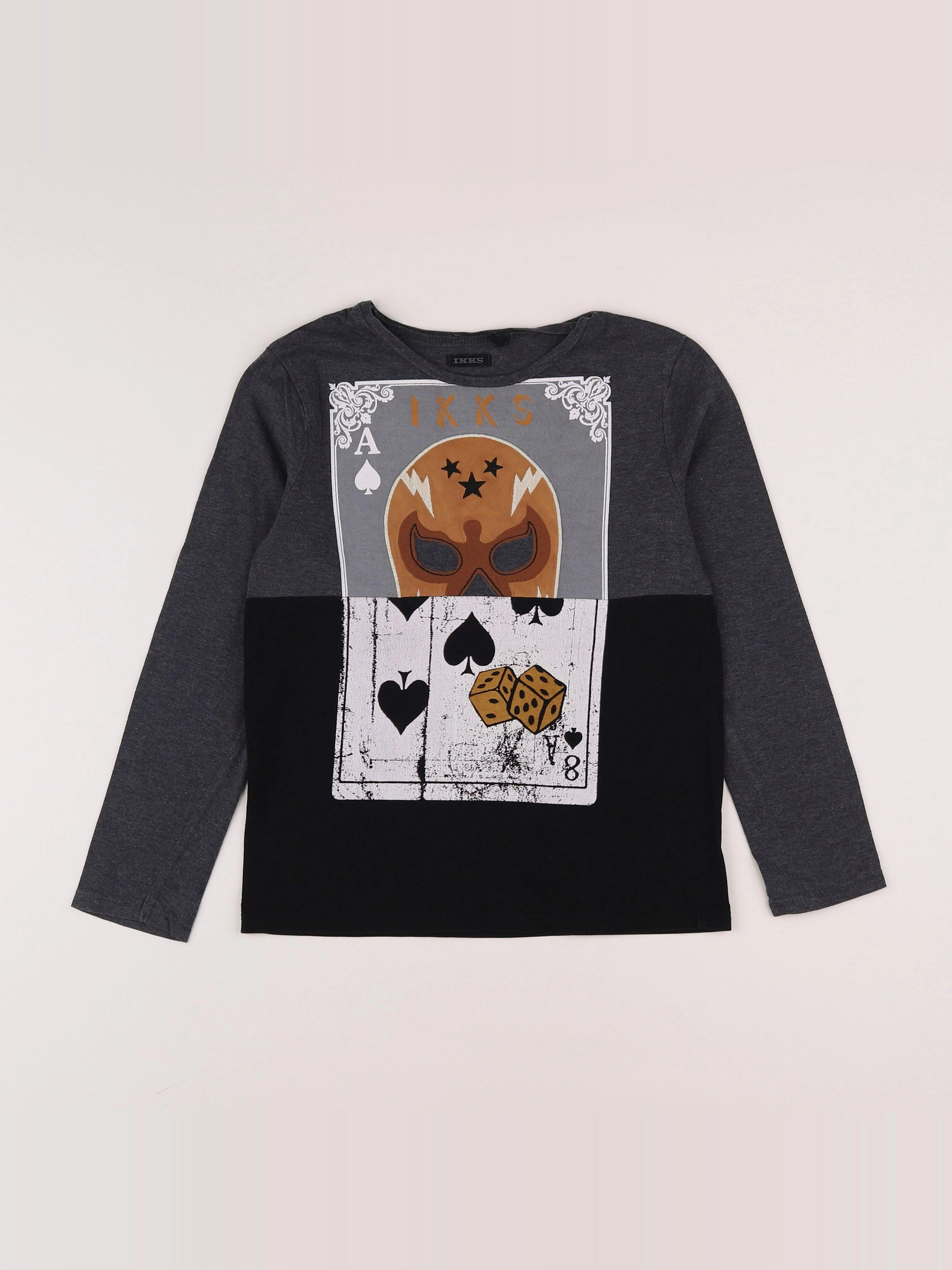 IKKS - tee-shirt gris, noir - 8 ans