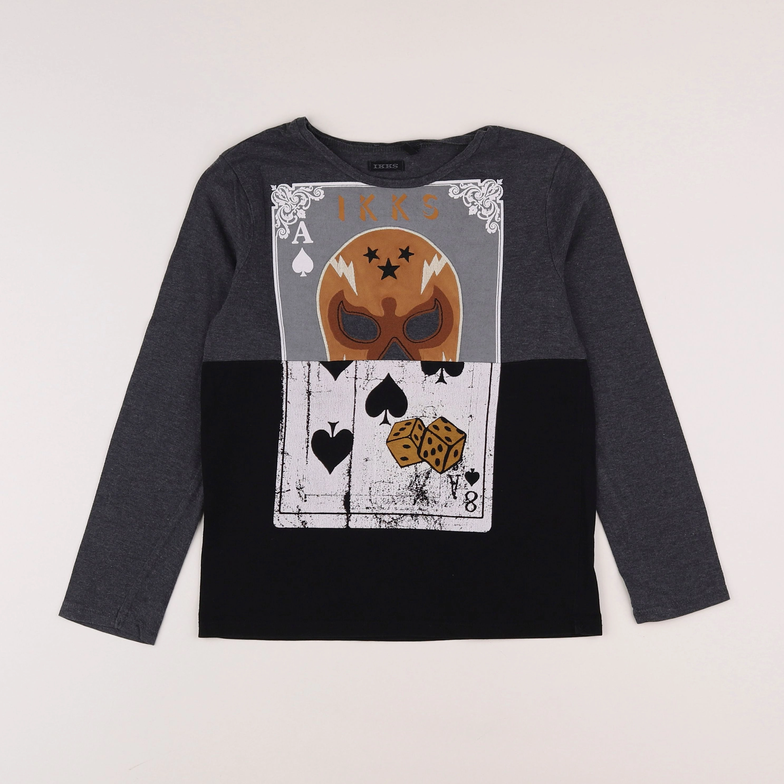 IKKS - tee-shirt gris, noir - 8 ans