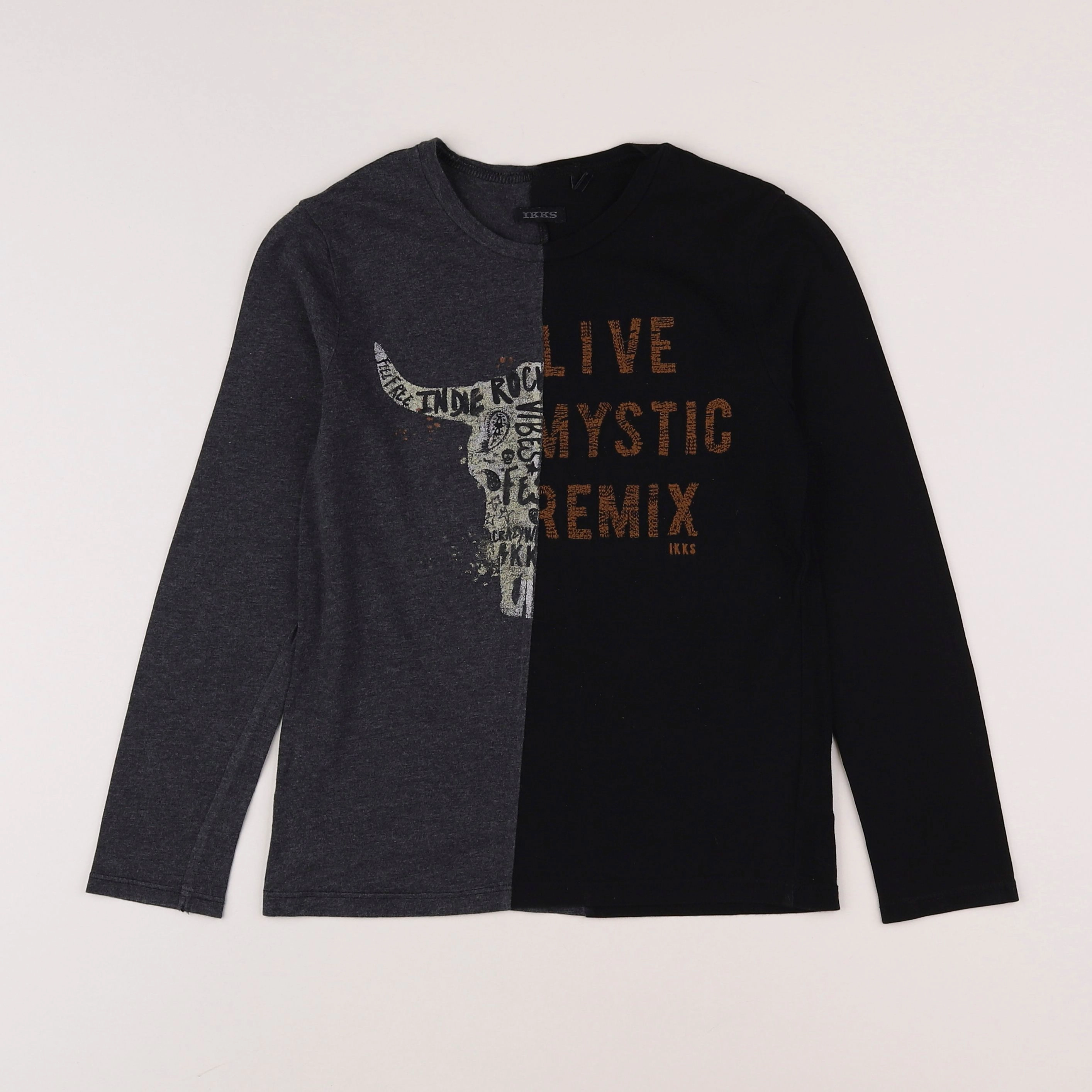 IKKS - tee-shirt gris, noir - 8 ans