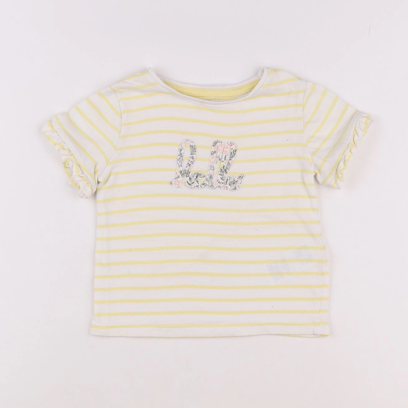 Vertbaudet - tee-shirt jaune, blanc - 2 ans