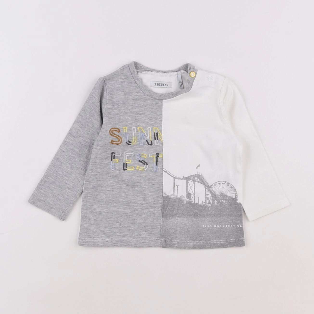 IKKS - tee-shirt gris, blanc - 6 mois