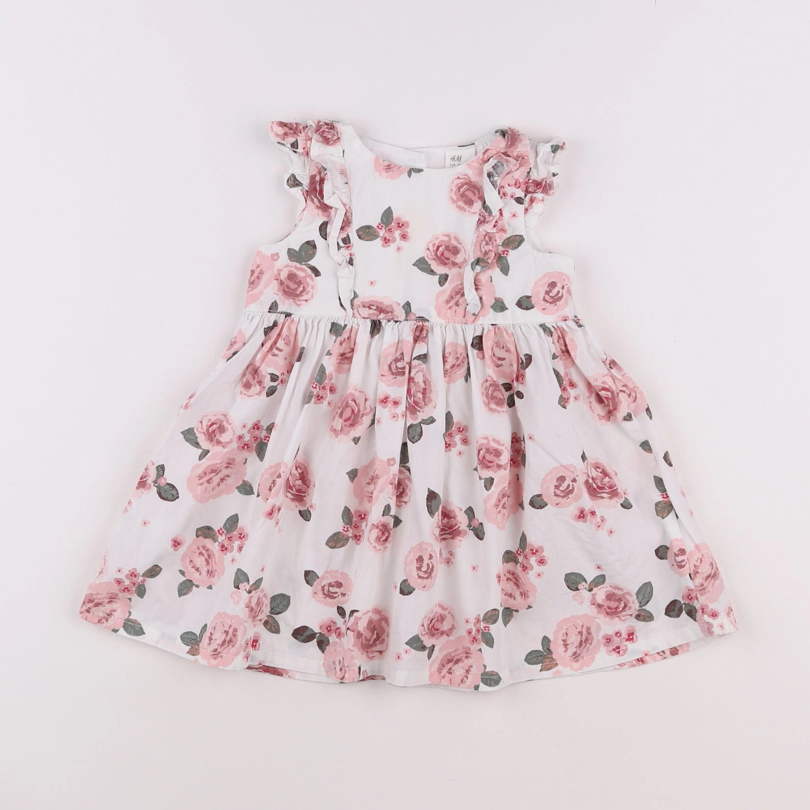 H&M - robe coton rose - 6/9 mois