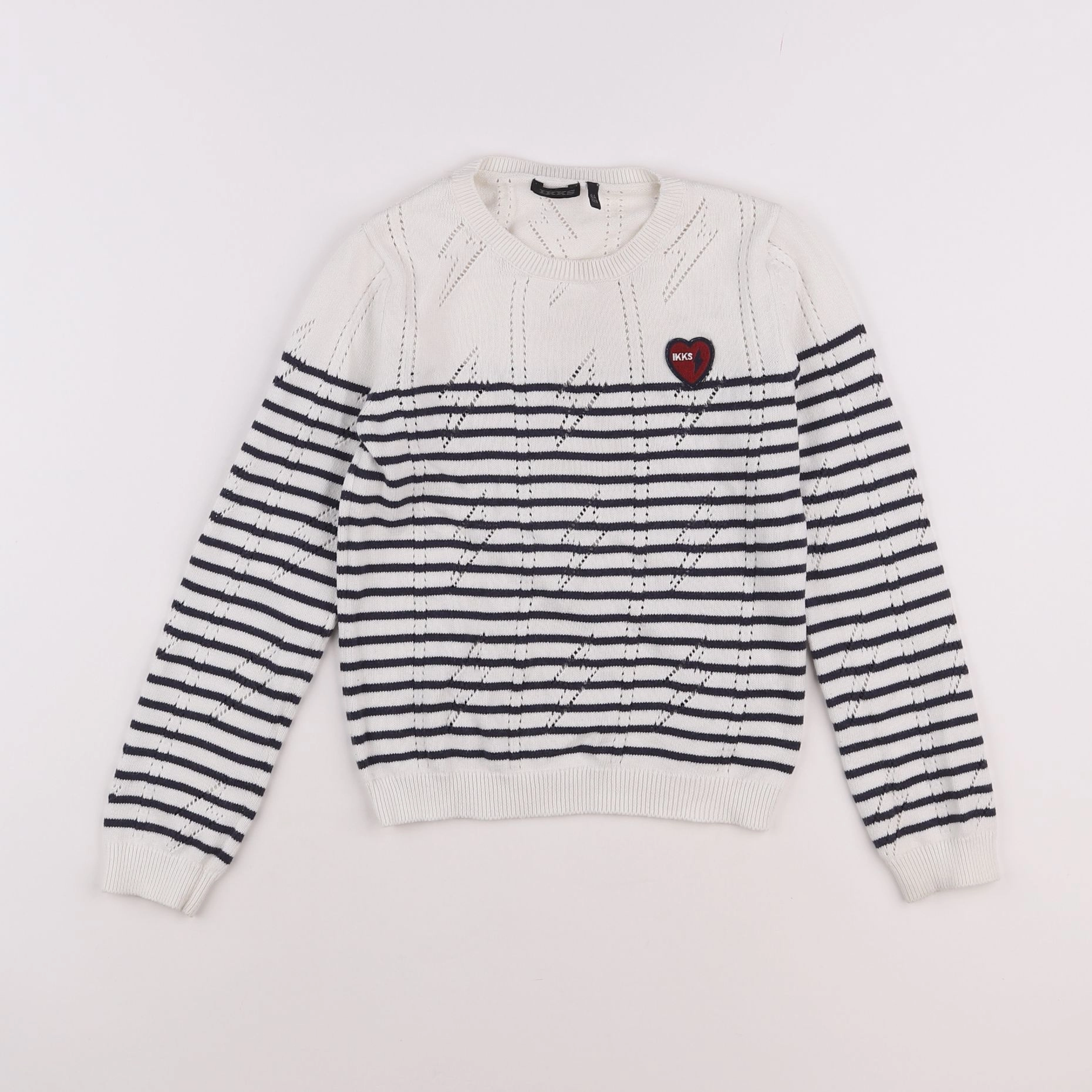 IKKS - pull blanc, bleu - 8 ans