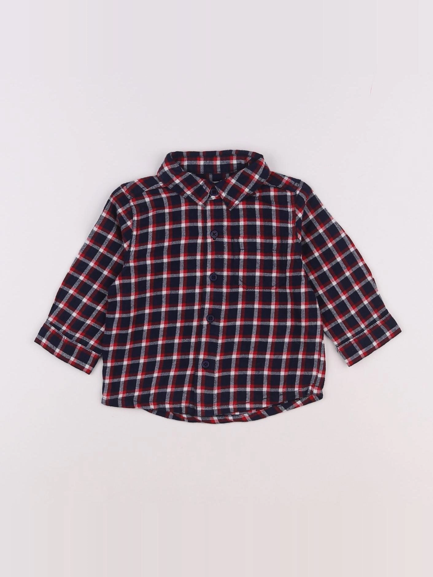 Boutchou - chemise bleu, rouge - 6 mois