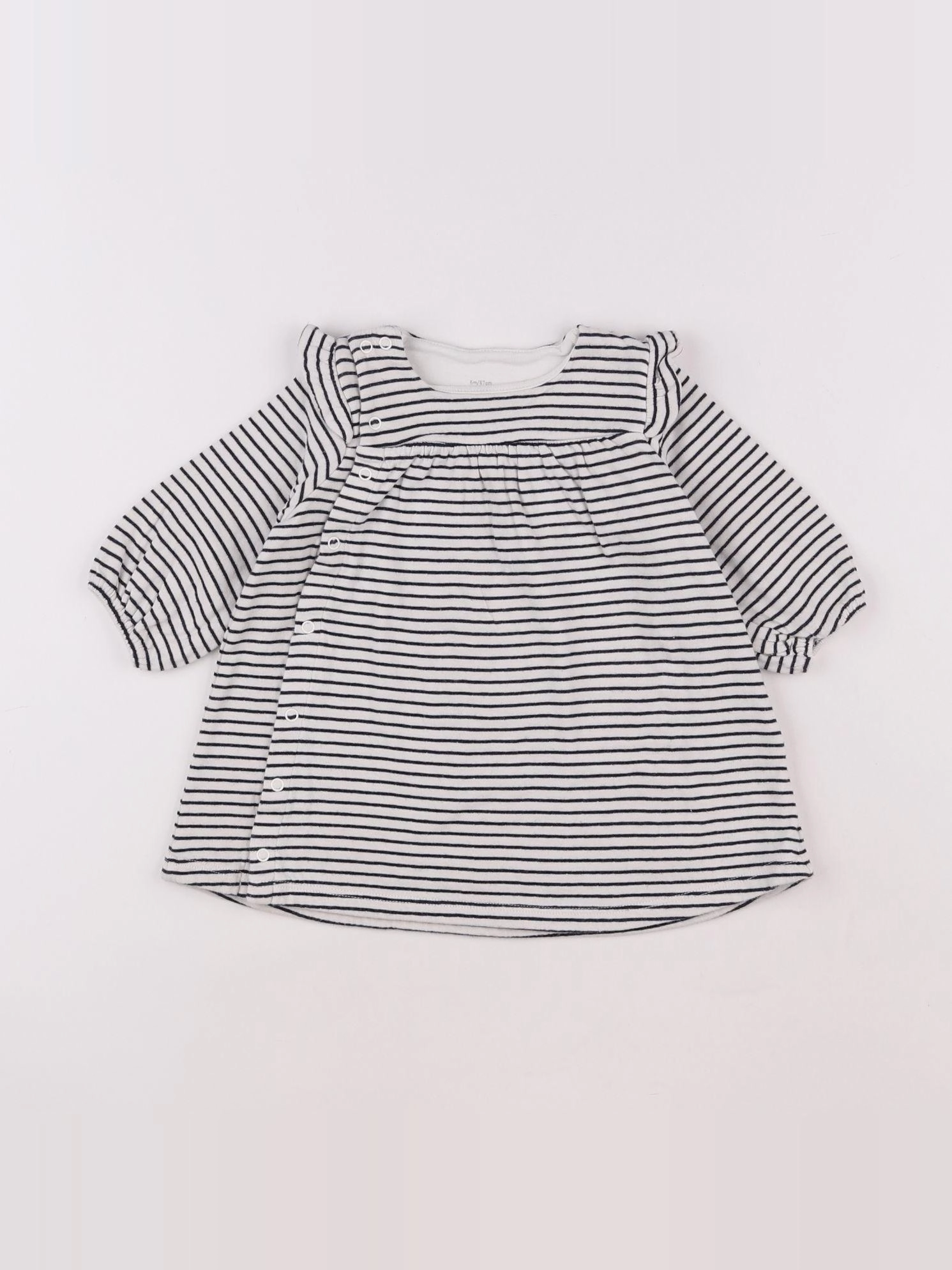 Petit Bateau - robe blanc, bleu - 6 mois
