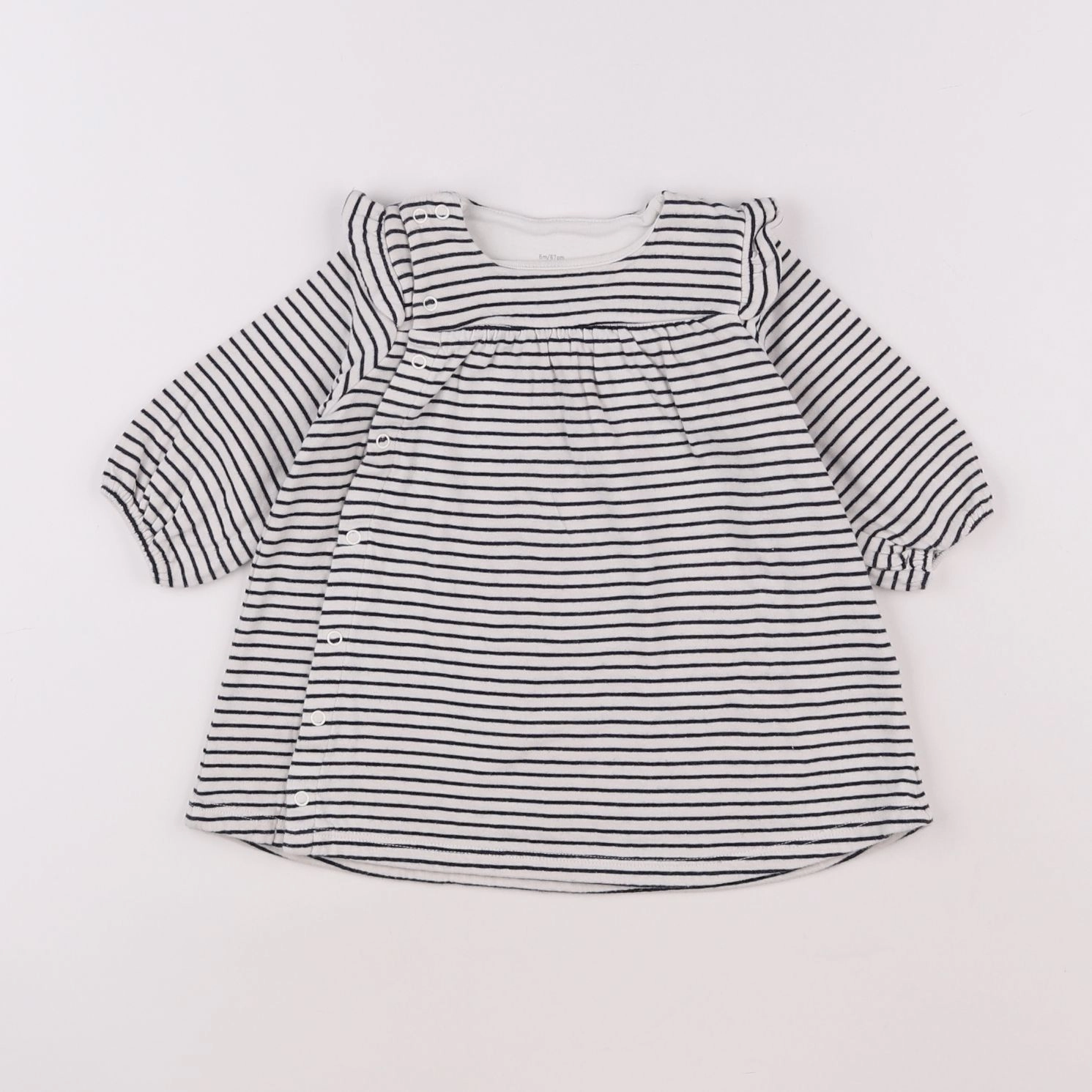 Petit Bateau - robe blanc, bleu - 6 mois