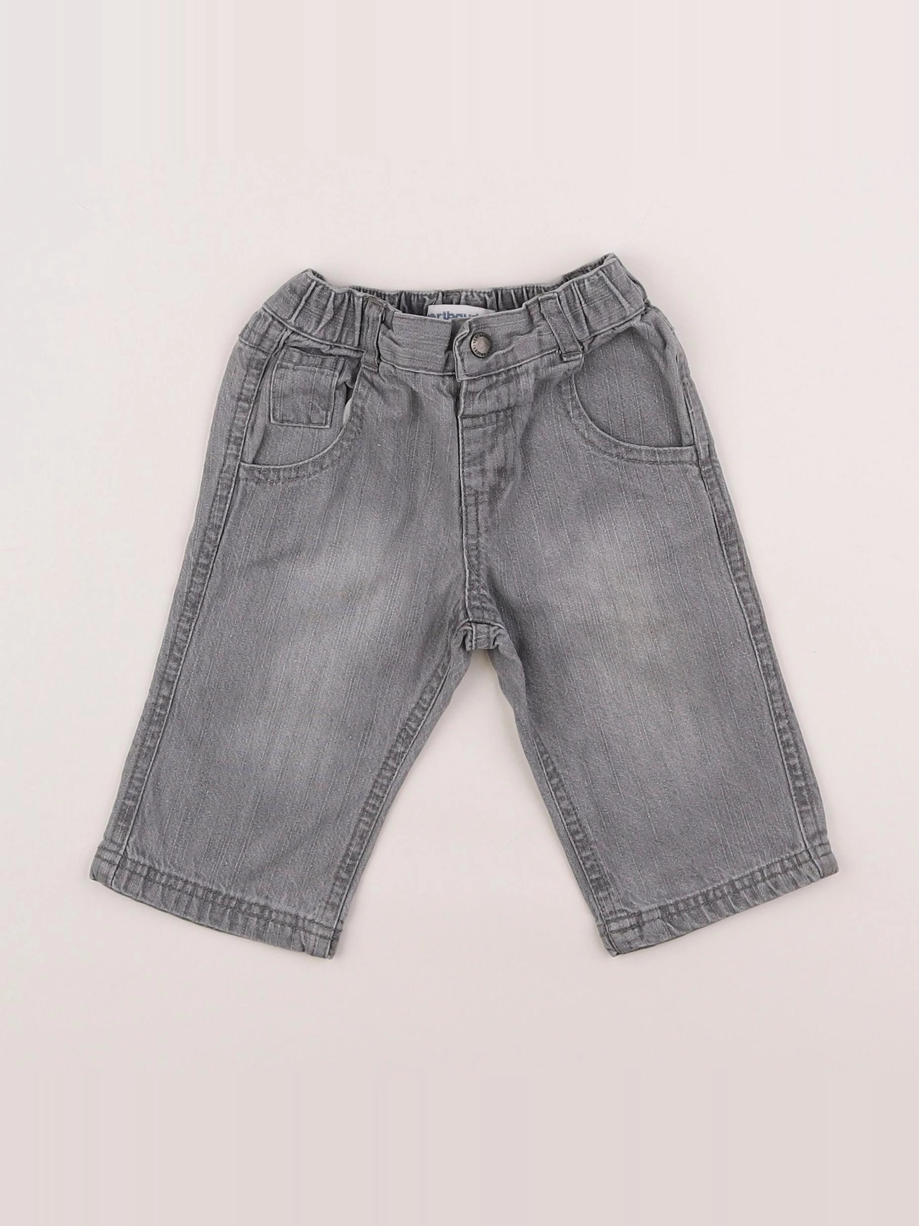 Vertbaudet - jean gris - 6/9 mois