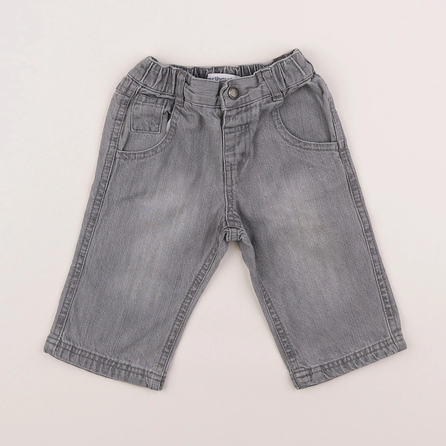 Vertbaudet - jean gris - 6/9 mois