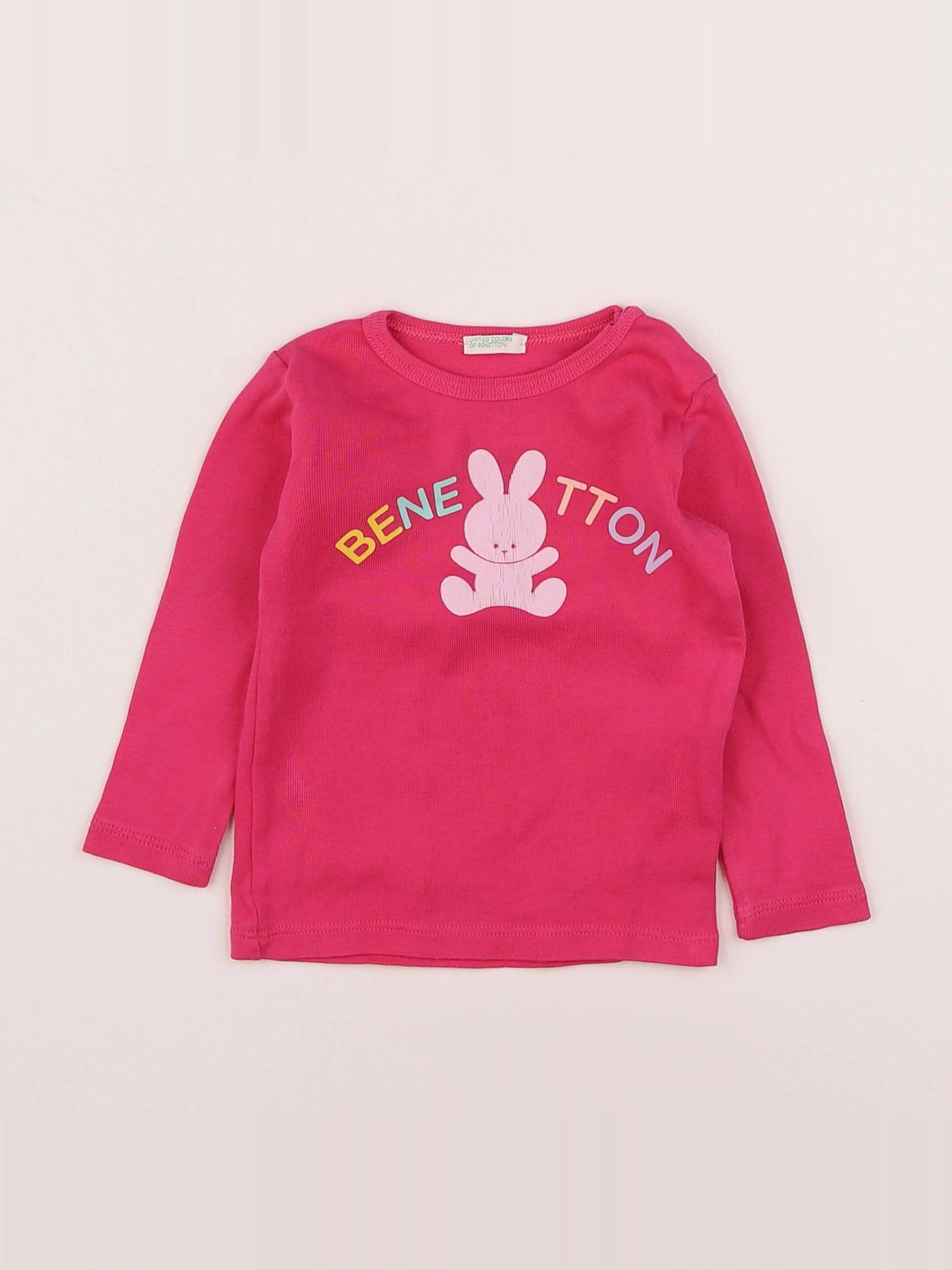 Benetton - tee-shirt rose - 6/9 mois