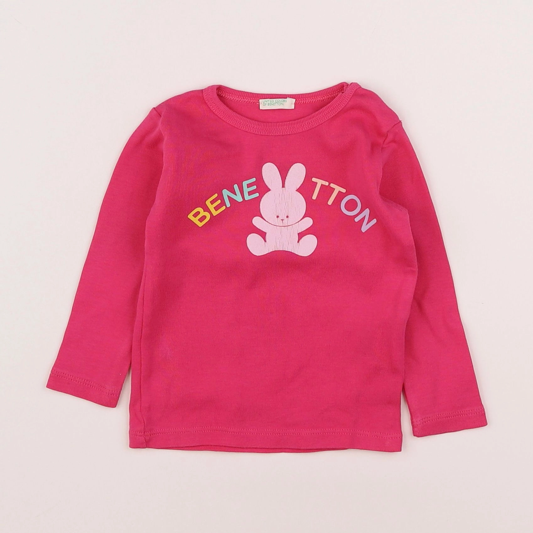 Benetton - tee-shirt rose - 6/9 mois