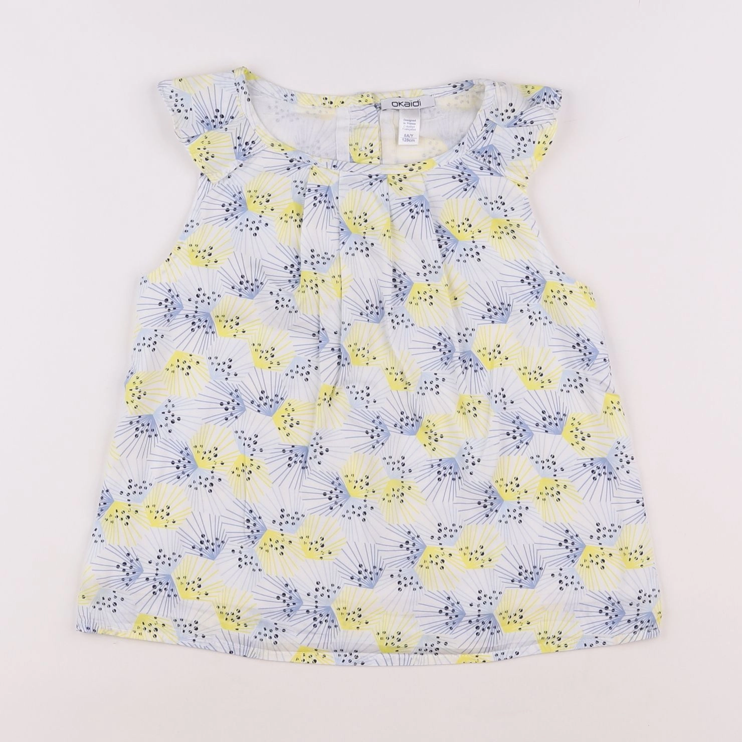 Okaidi - blouse blanc, bleu, jaune - 8 ans