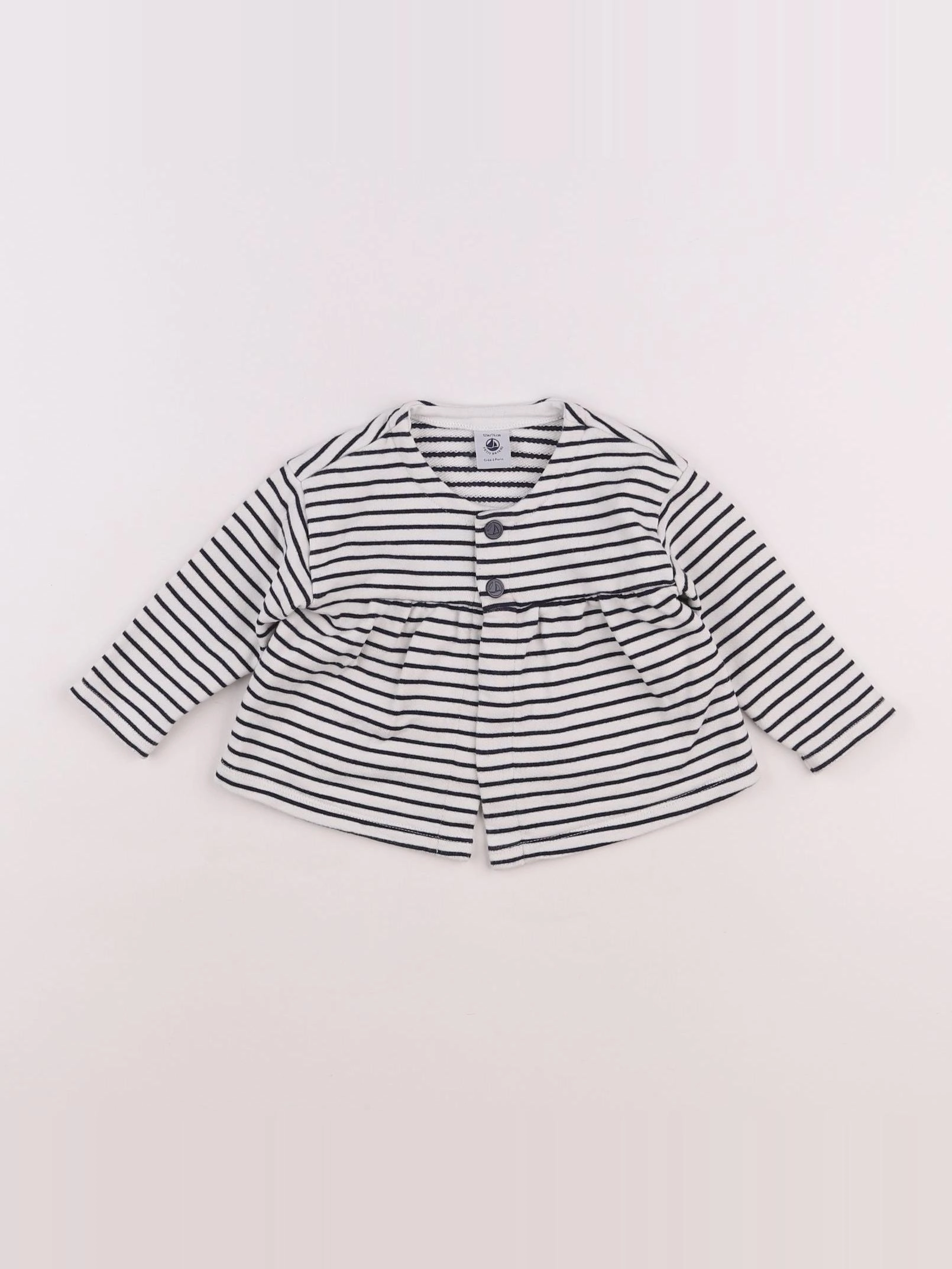 Petit Bateau - sweat blanc - 12 mois