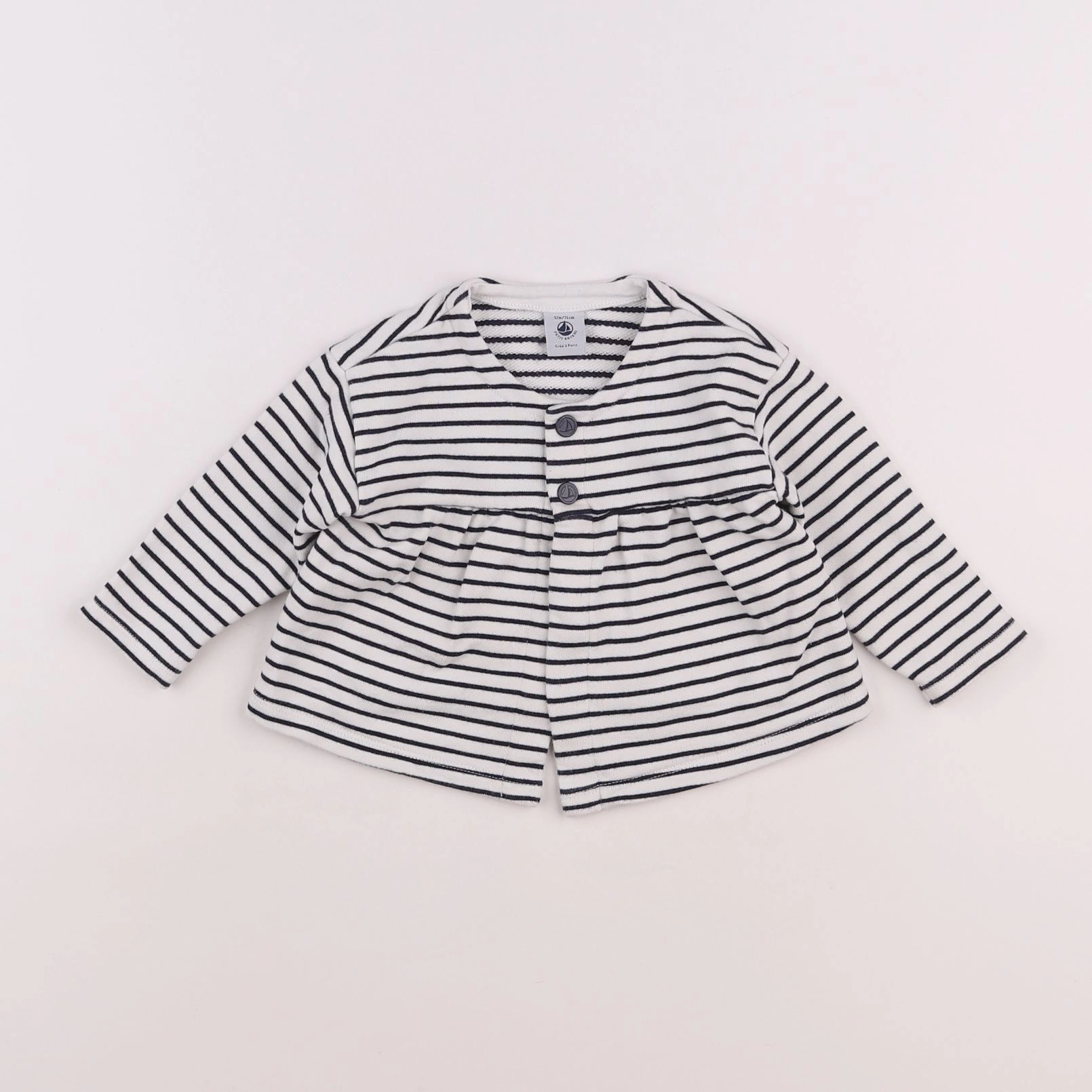 Petit Bateau - sweat blanc - 12 mois
