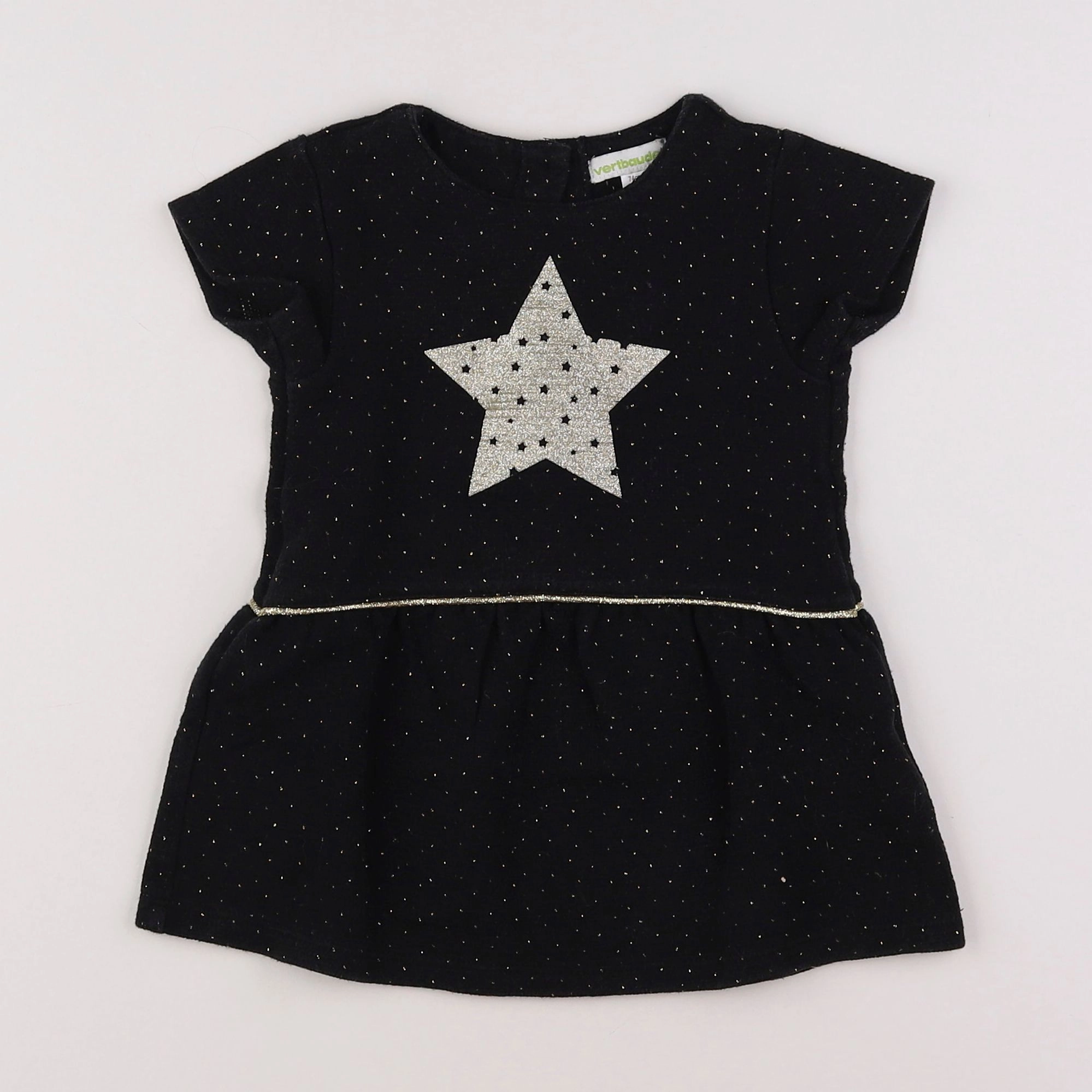 Vertbaudet - robe noir, or - 12 mois