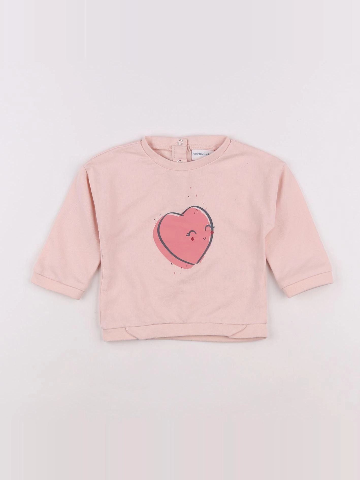 Vertbaudet - sweat rose - 9 mois