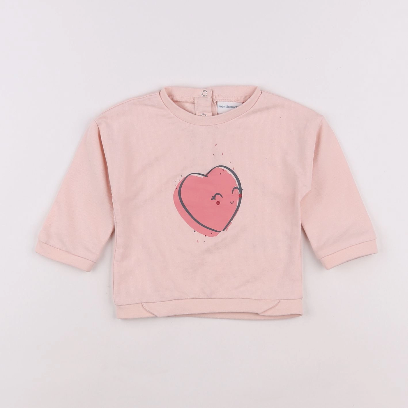 Vertbaudet - sweat rose - 9 mois