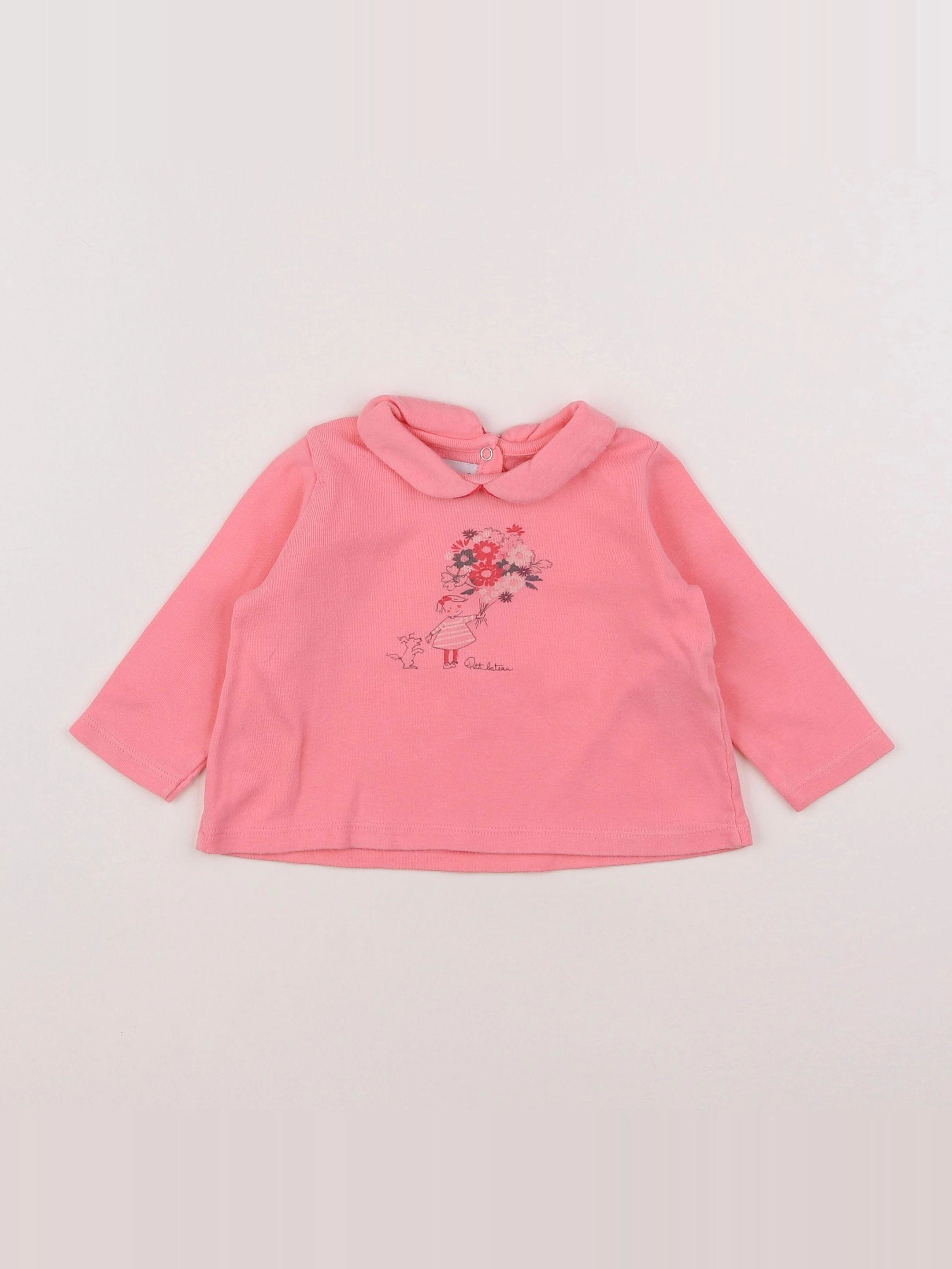 Petit Bateau - tee-shirt rose - 6 mois