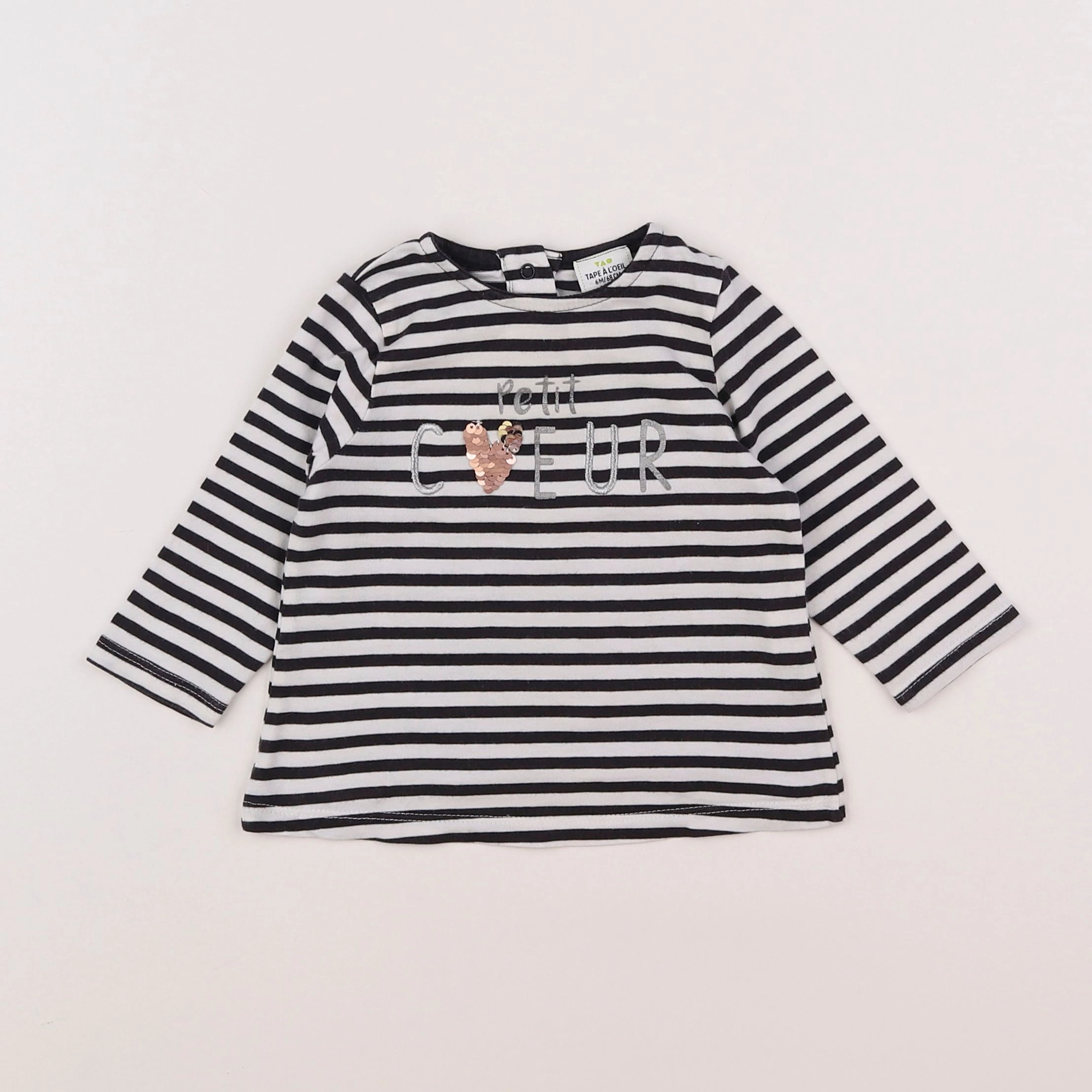Tape à l'oeil - tee-shirt blanc, noir - 6 mois