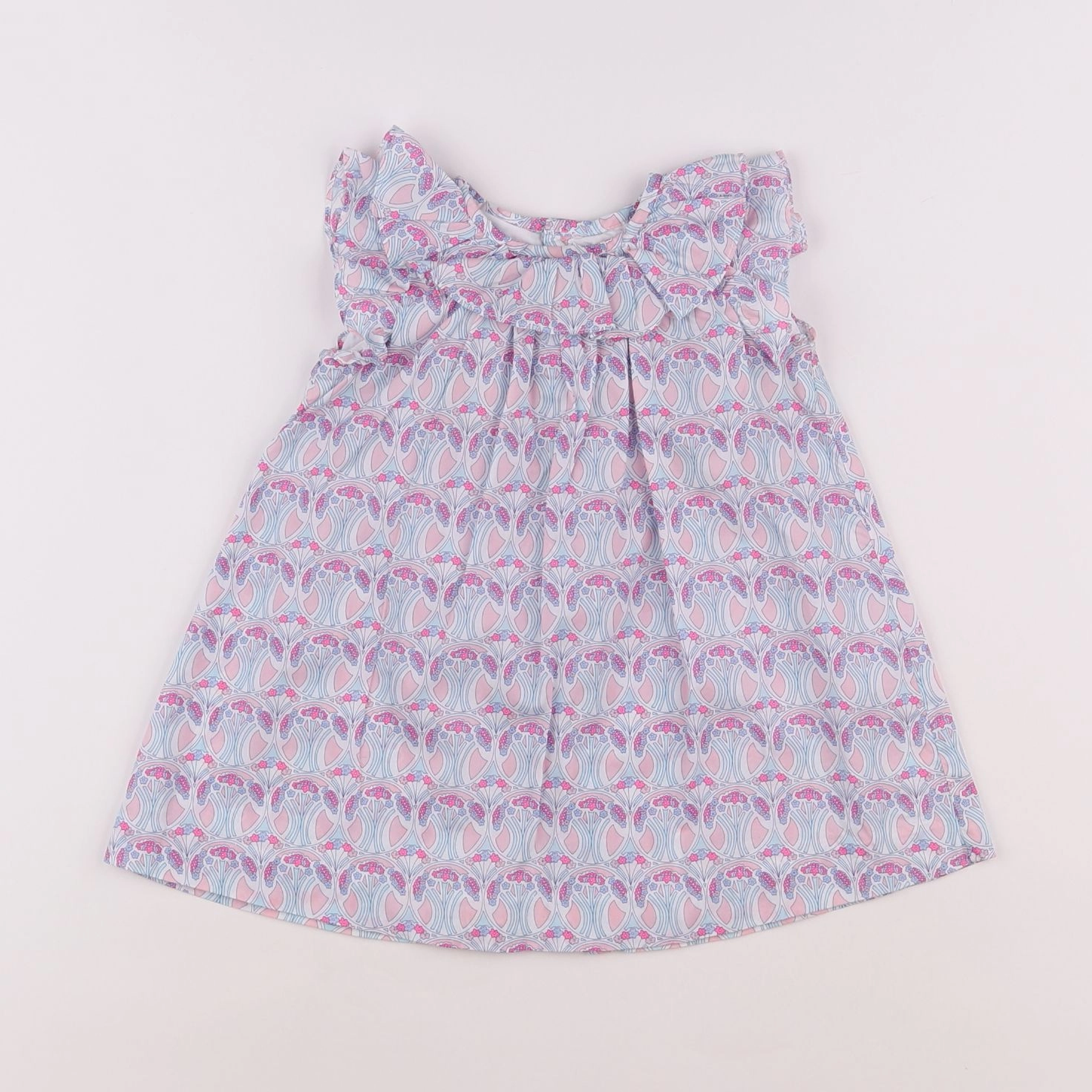Jacadi - robe rose, bleu - 12 mois