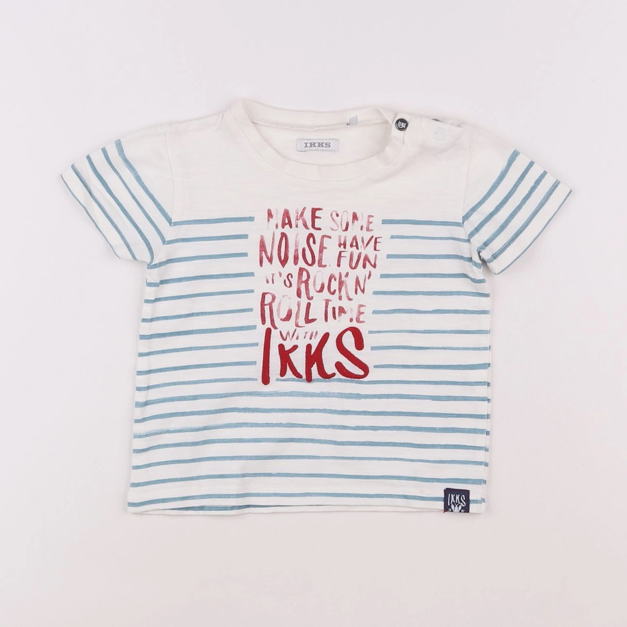 IKKS - tee-shirt blanc, bleu - 12 mois