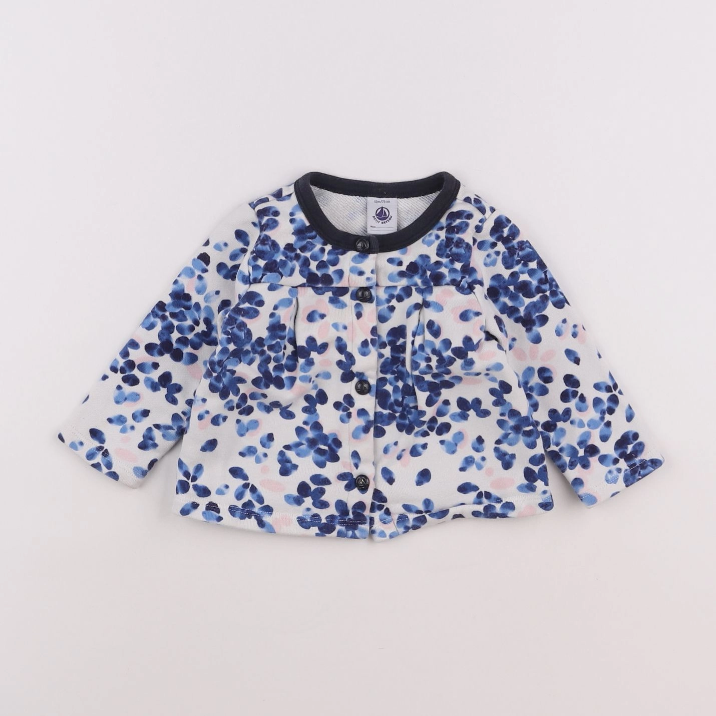 Petit Bateau - sweat bleu - 12 mois