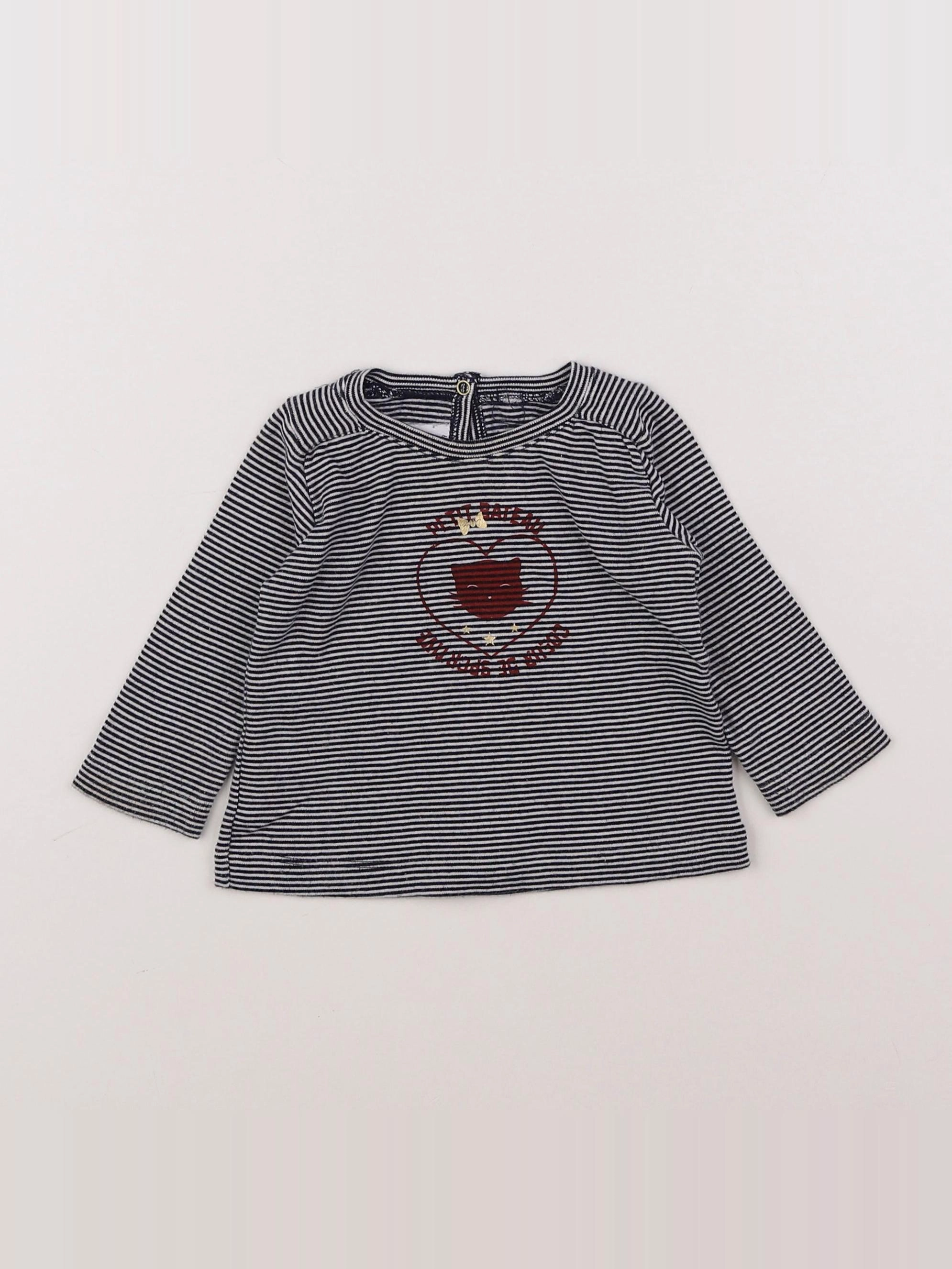 Petit Bateau - tee-shirt bleu - 6 mois