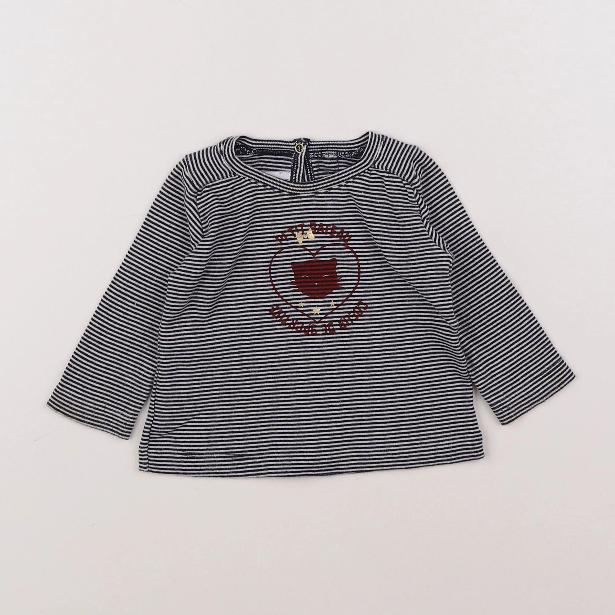 Petit Bateau - tee-shirt bleu - 6 mois