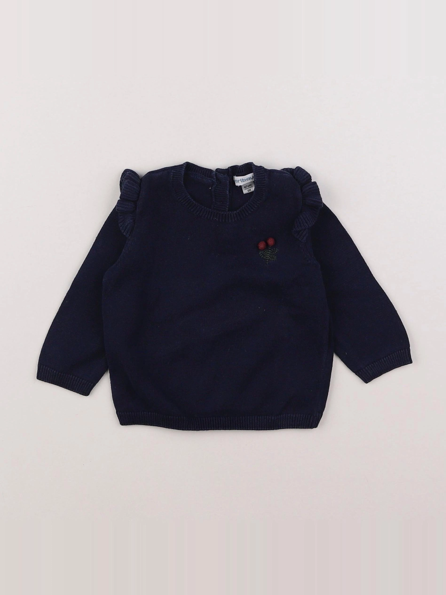 Vertbaudet - pull bleu - 6 mois