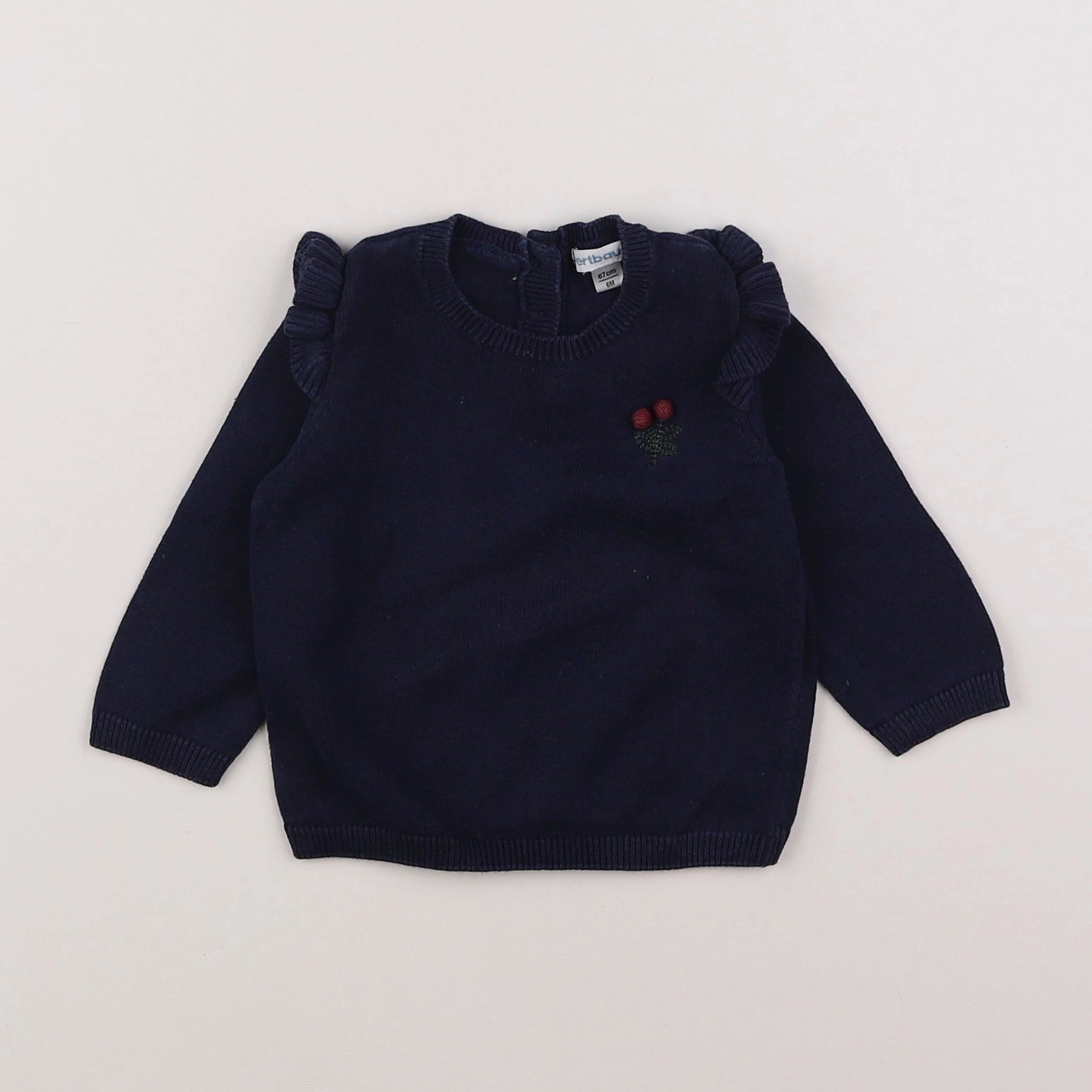 Vertbaudet - pull bleu - 6 mois