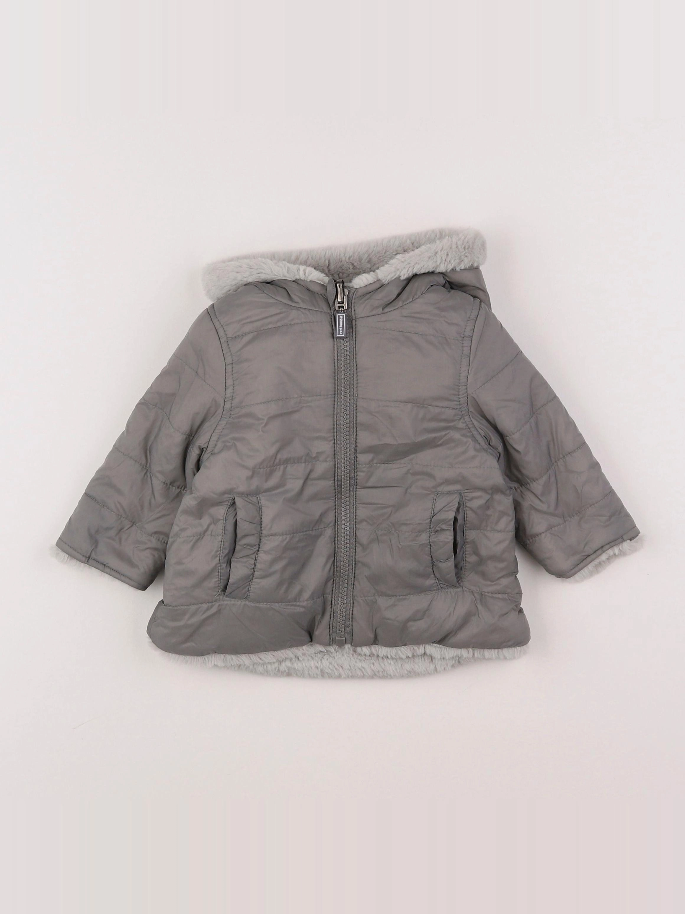 Vertbaudet - veste réversible, doublé gris - 6 mois