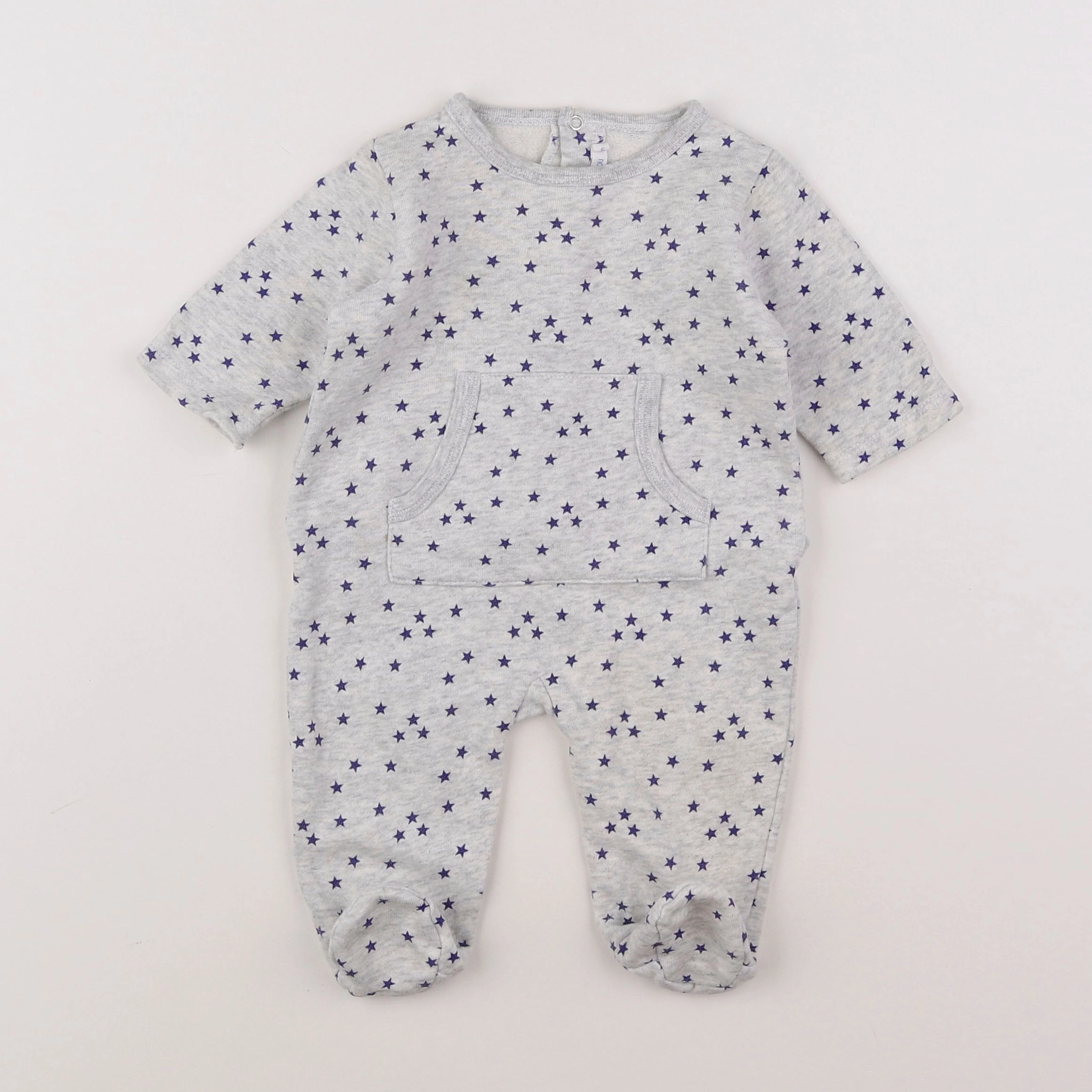 Boutchou - pyjama coton bleu, gris - 3 mois